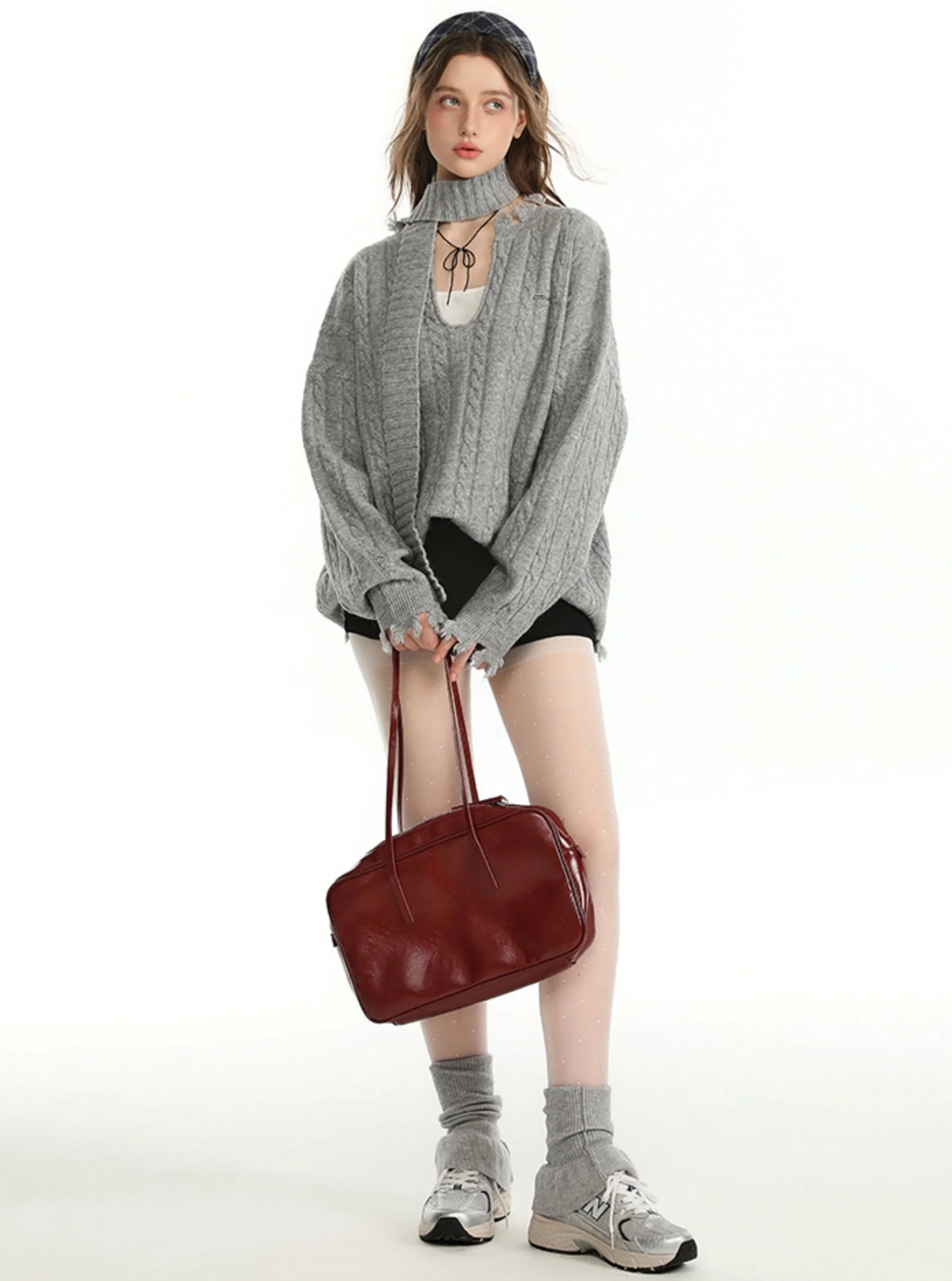 Autumn Solid Color Sweater And Inner Vest Set - Image 9