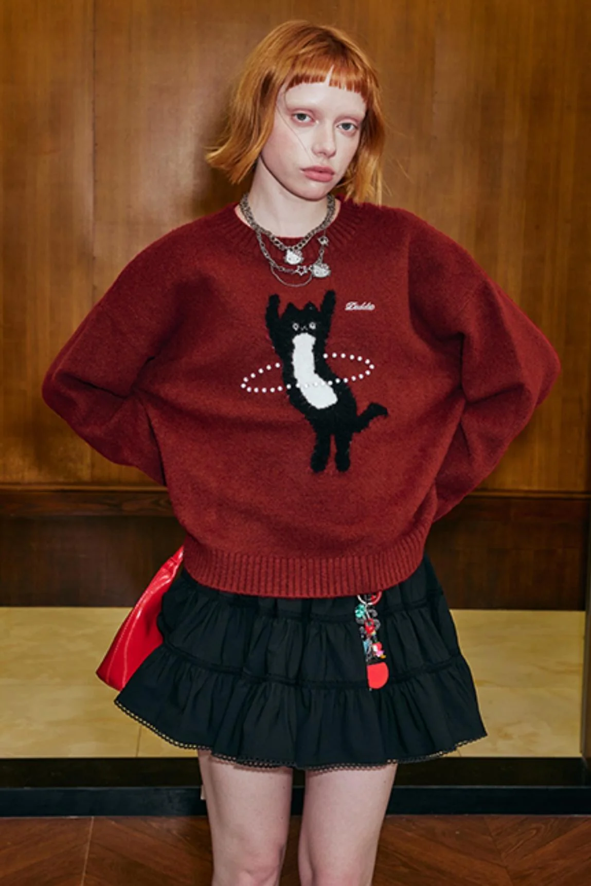 Dancing Cat Knitted Sweater - Image 2