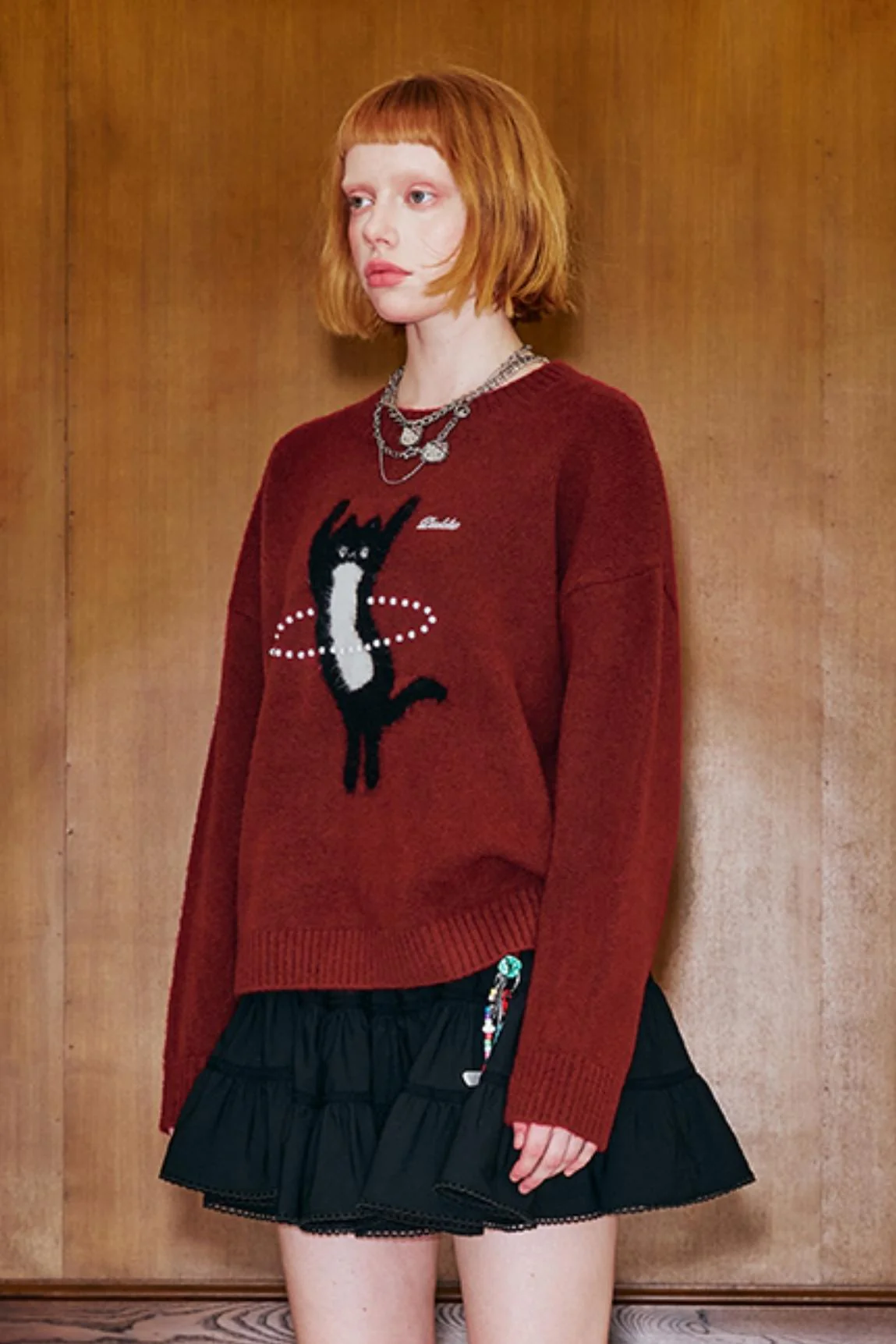Dancing Cat Knitted Sweater - Image 3