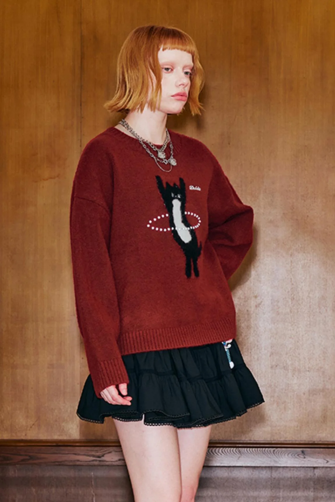 Dancing Cat Knitted Sweater - Image 4