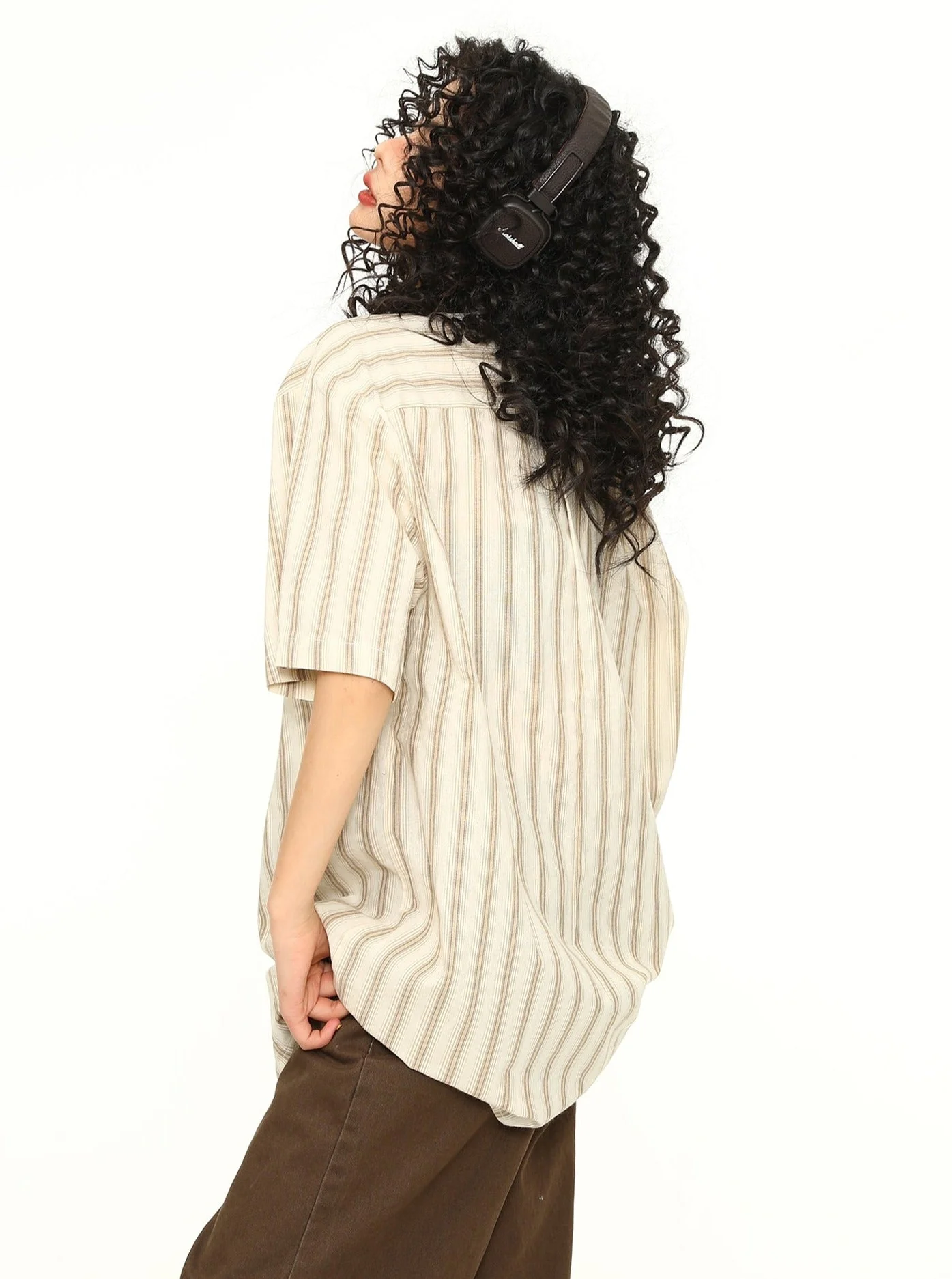 Preppy Striped Button-Up Short Sleeved Shirt - Image 3
