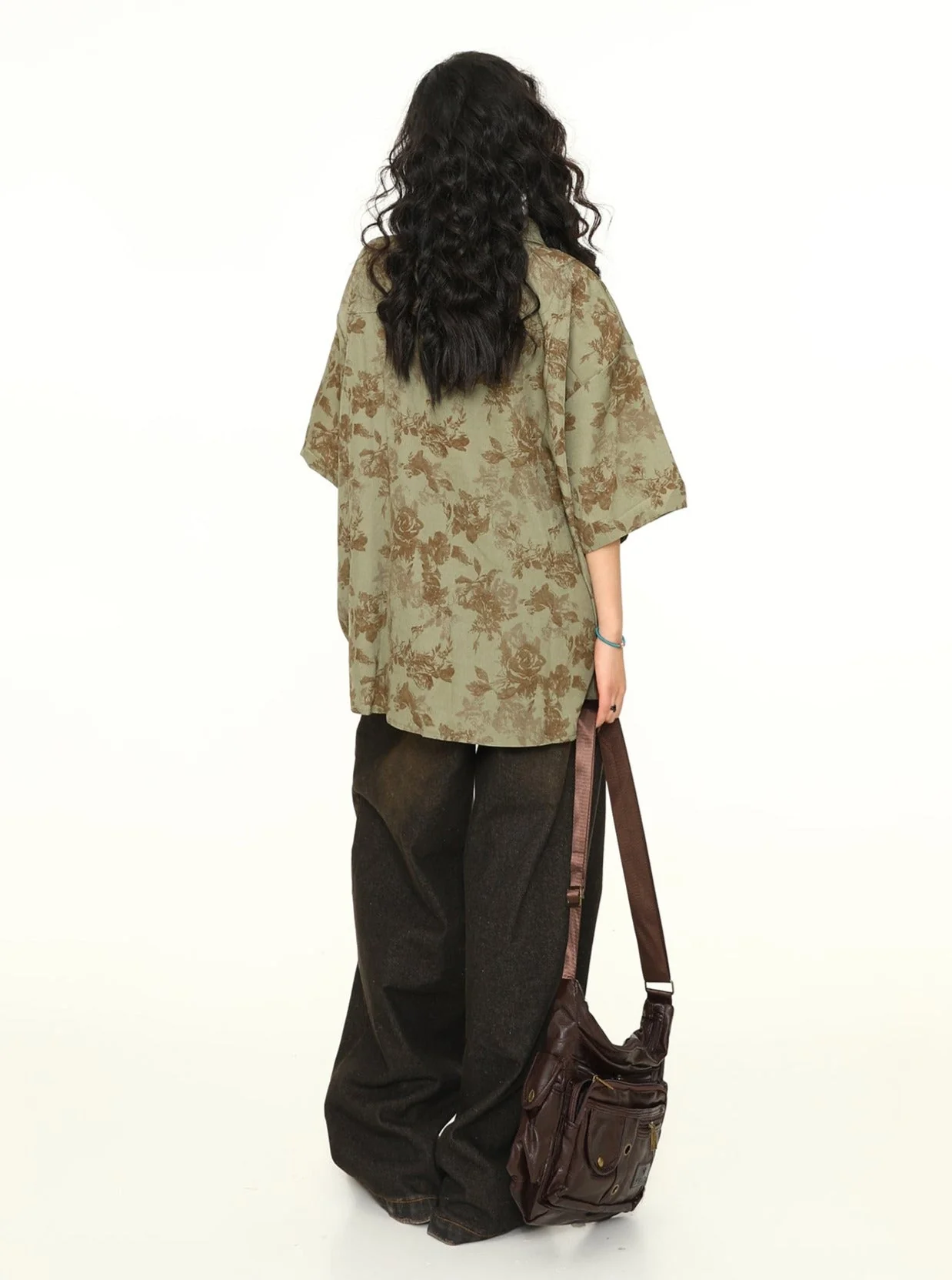 Oversized Floral Print Button-Down Shirt - Image 11