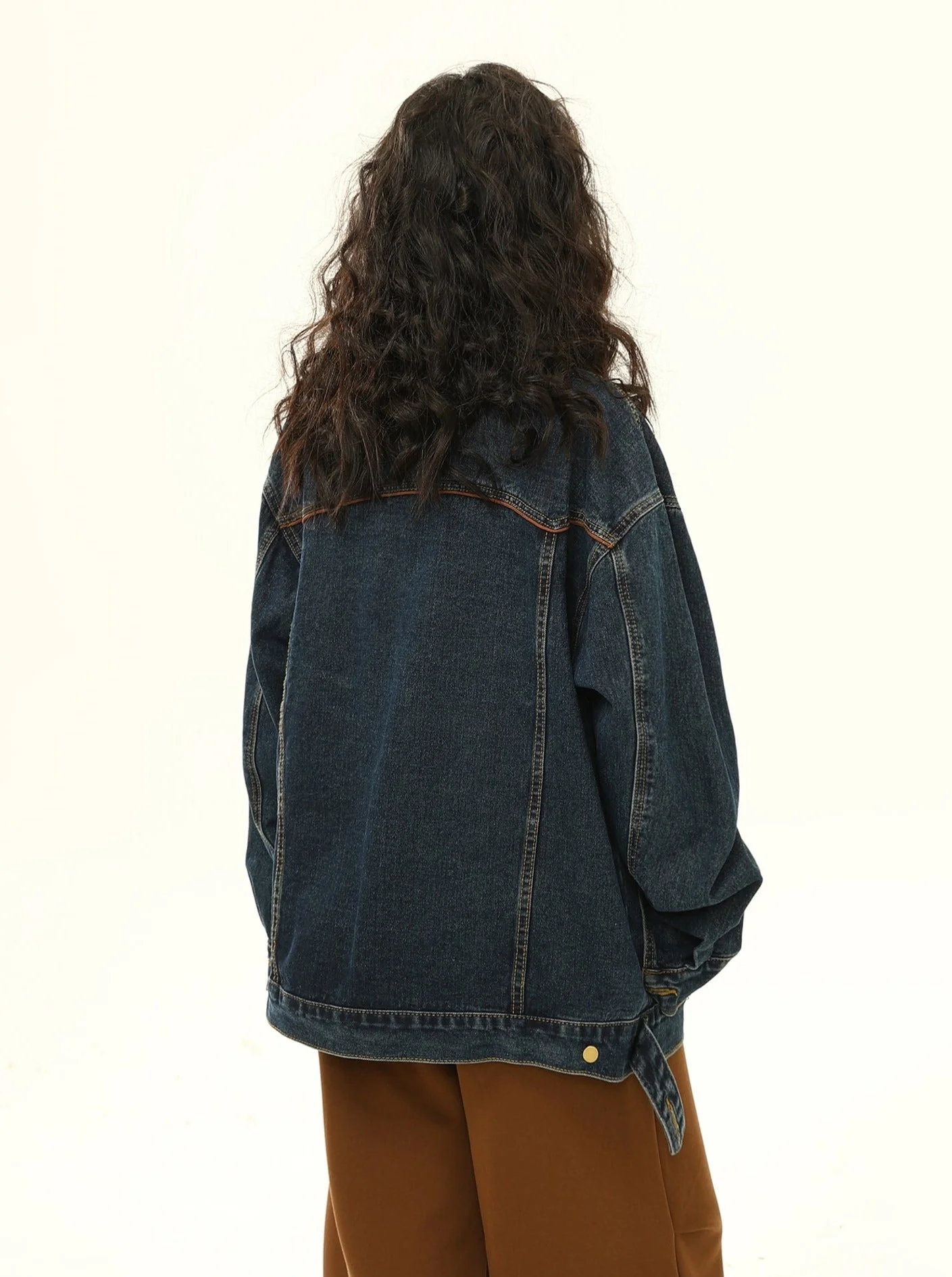 Racing Patch Denim Jacket with Corduroy Collar - Image 12