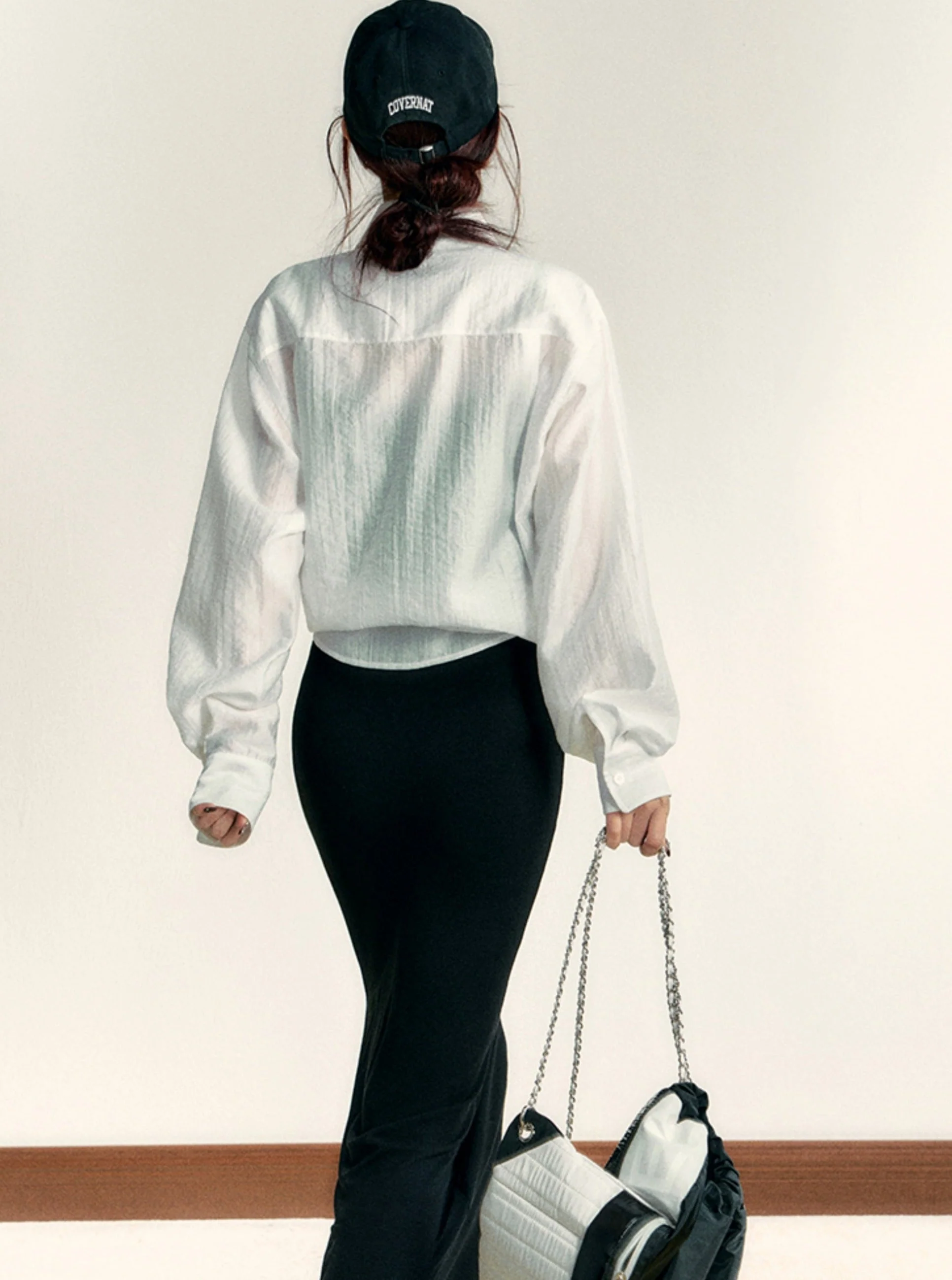 Classic White Long Sleeve Button-Down Shirt: Crisp Cotton Collared Blouse with Embroidered Logo - Image 14