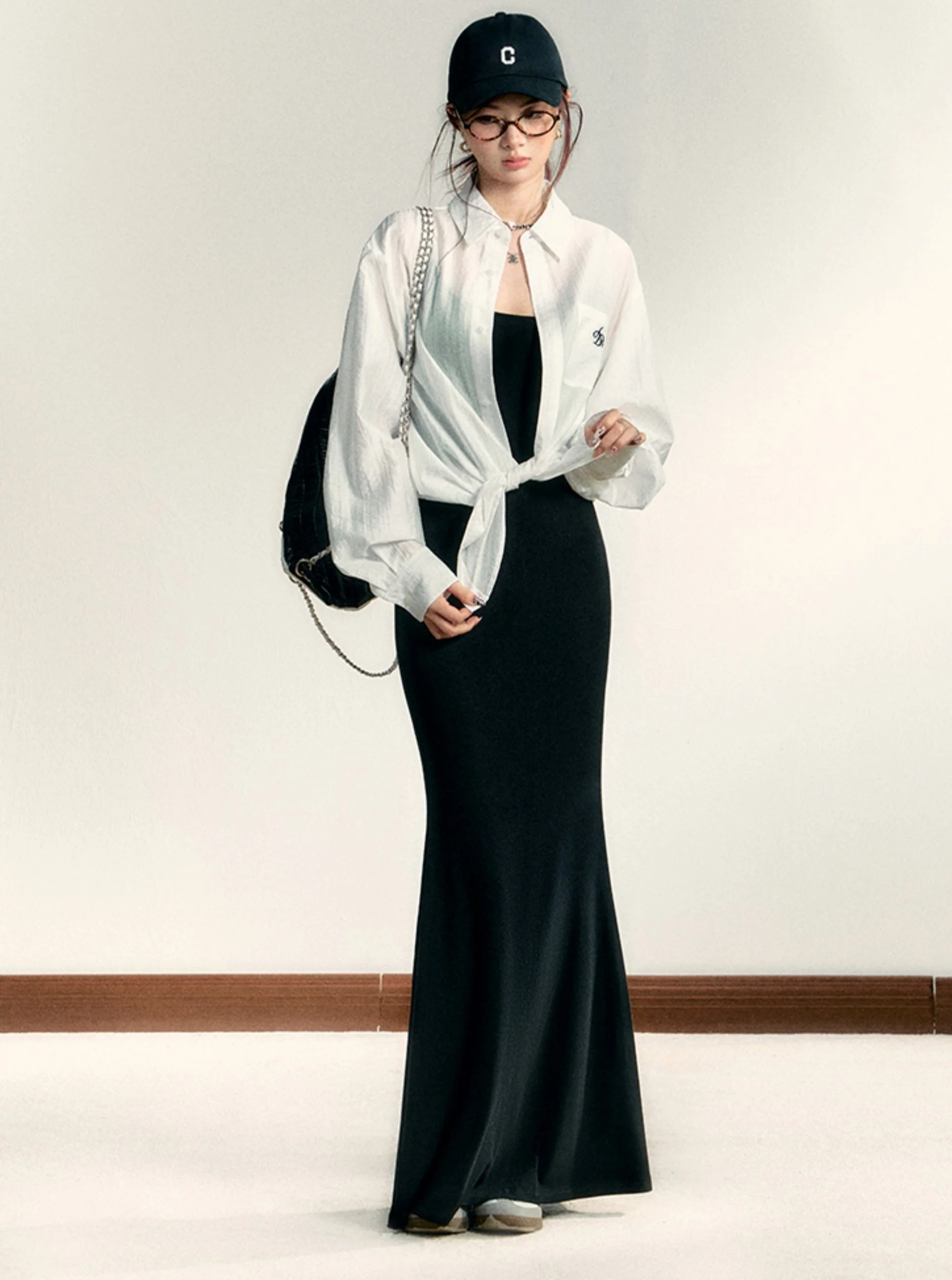 Classic White Long Sleeve Button-Down Shirt: Crisp Cotton Collared Blouse with Embroidered Logo - Image 15