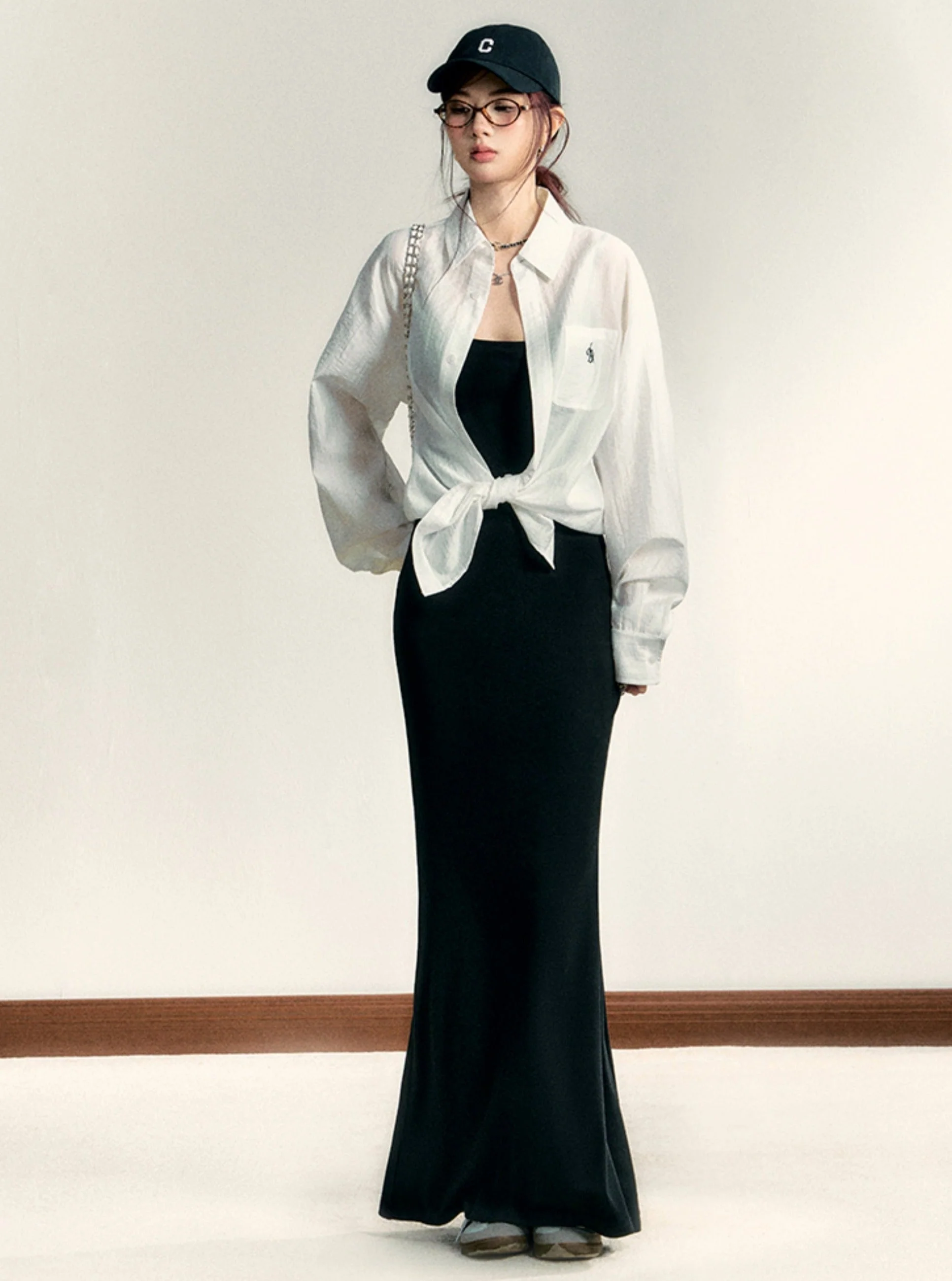 Classic White Long Sleeve Button-Down Shirt: Crisp Cotton Collared Blouse with Embroidered Logo - Image 16