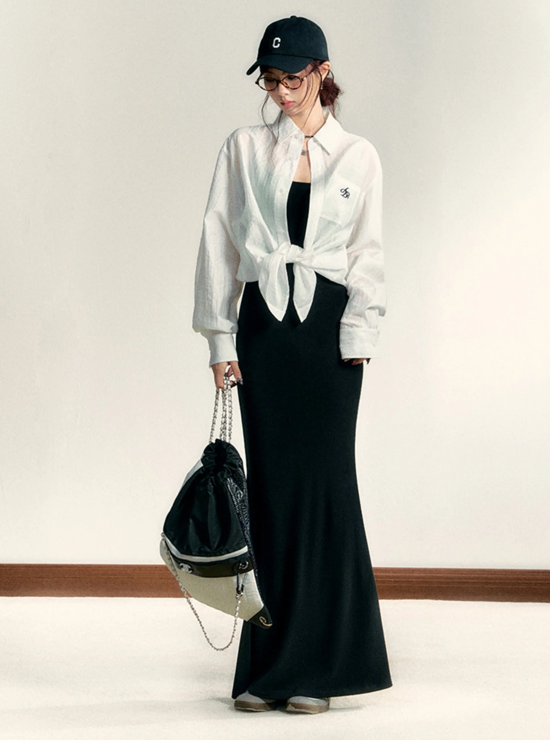 Classic White Long Sleeve Button-Down Shirt: Crisp Cotton Collared Blouse with Embroidered Logo - Image 17