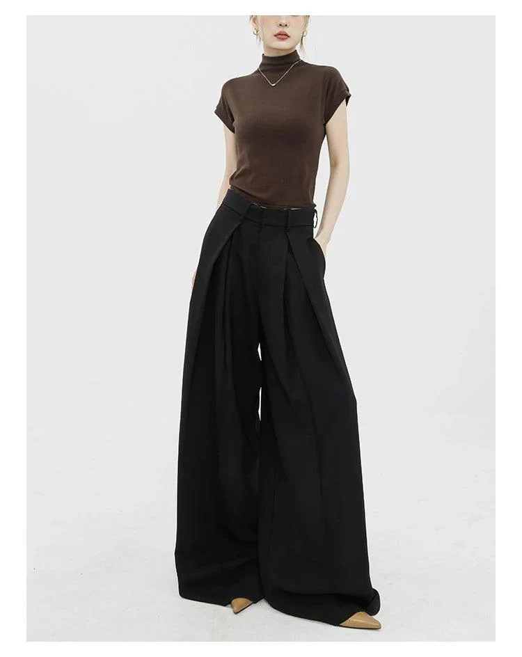 Dramatic Noir Wide-Leg Palazzo Pants - Image 3