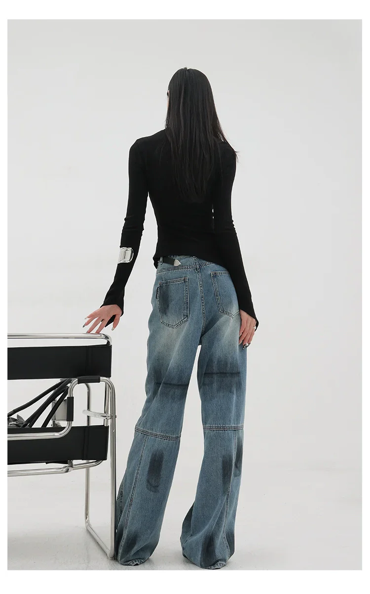 Vintage Distressed And Dirt-Dyed Patchwork Wide-Leg Jeans - Image 32