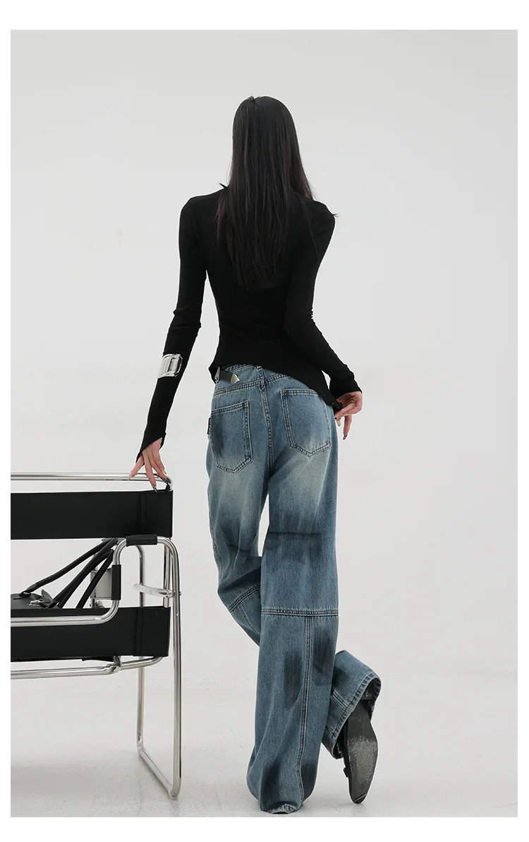 Vintage Distressed And Dirt-Dyed Patchwork Wide-Leg Jeans - Image 33