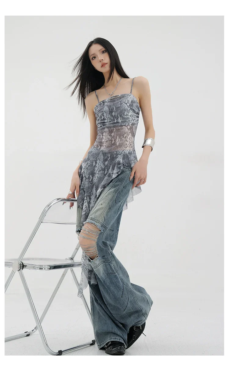 Vintage Distressed And Dirt-Dyed Patchwork Wide-Leg Jeans - Image 43