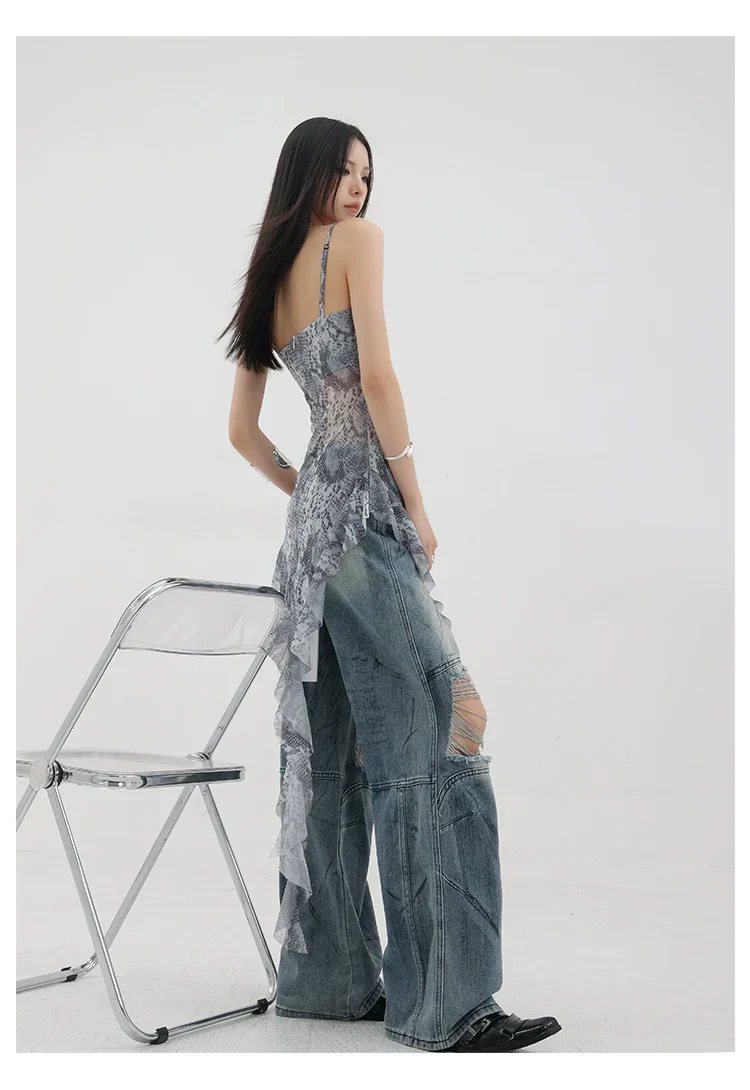 Vintage Distressed And Dirt-Dyed Patchwork Wide-Leg Jeans - Image 48