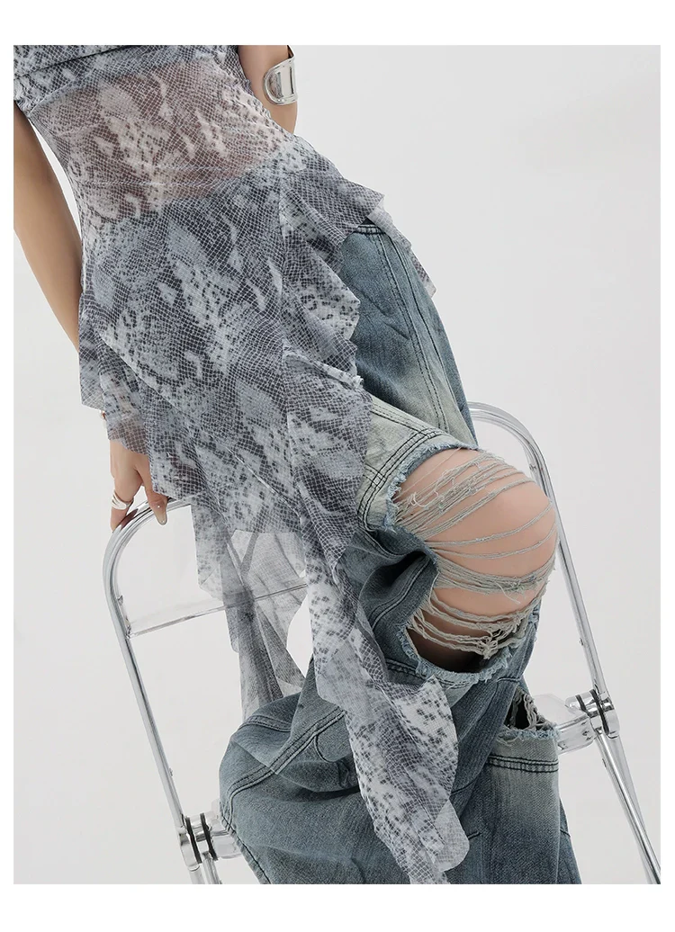 Vintage Distressed And Dirt-Dyed Patchwork Wide-Leg Jeans - Image 56