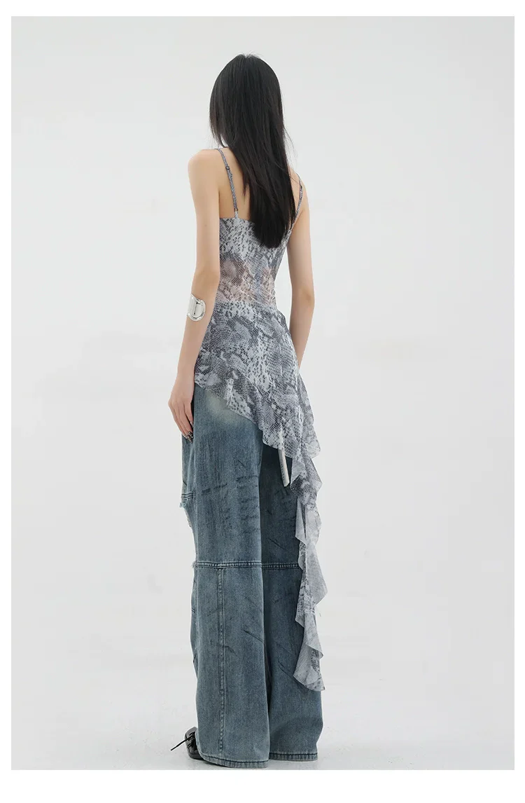 Vintage Distressed And Dirt-Dyed Patchwork Wide-Leg Jeans - Image 57
