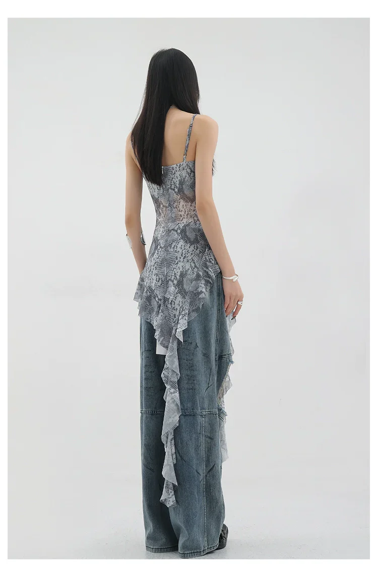 Vintage Distressed And Dirt-Dyed Patchwork Wide-Leg Jeans - Image 58
