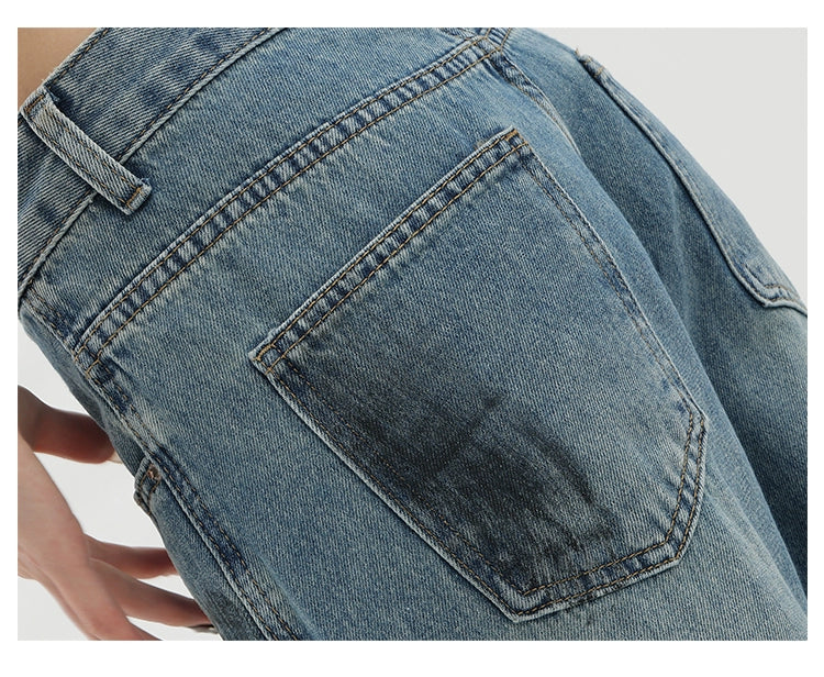 Vintage Distressed And Dirt-Dyed Patchwork Wide-Leg Jeans - Image 59