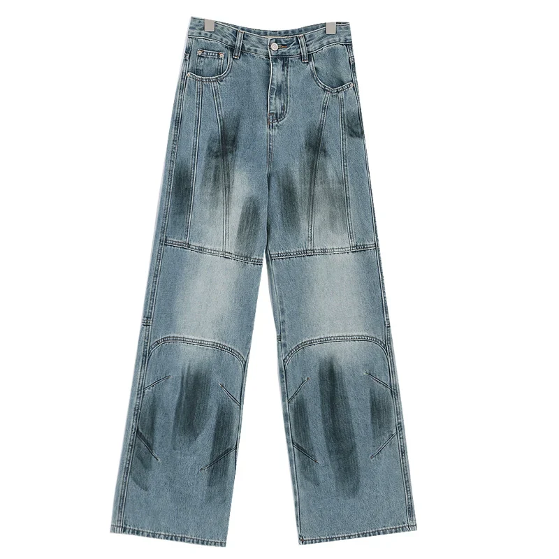 Vintage Distressed And Dirt-Dyed Patchwork Wide-Leg Jeans - Image 67
