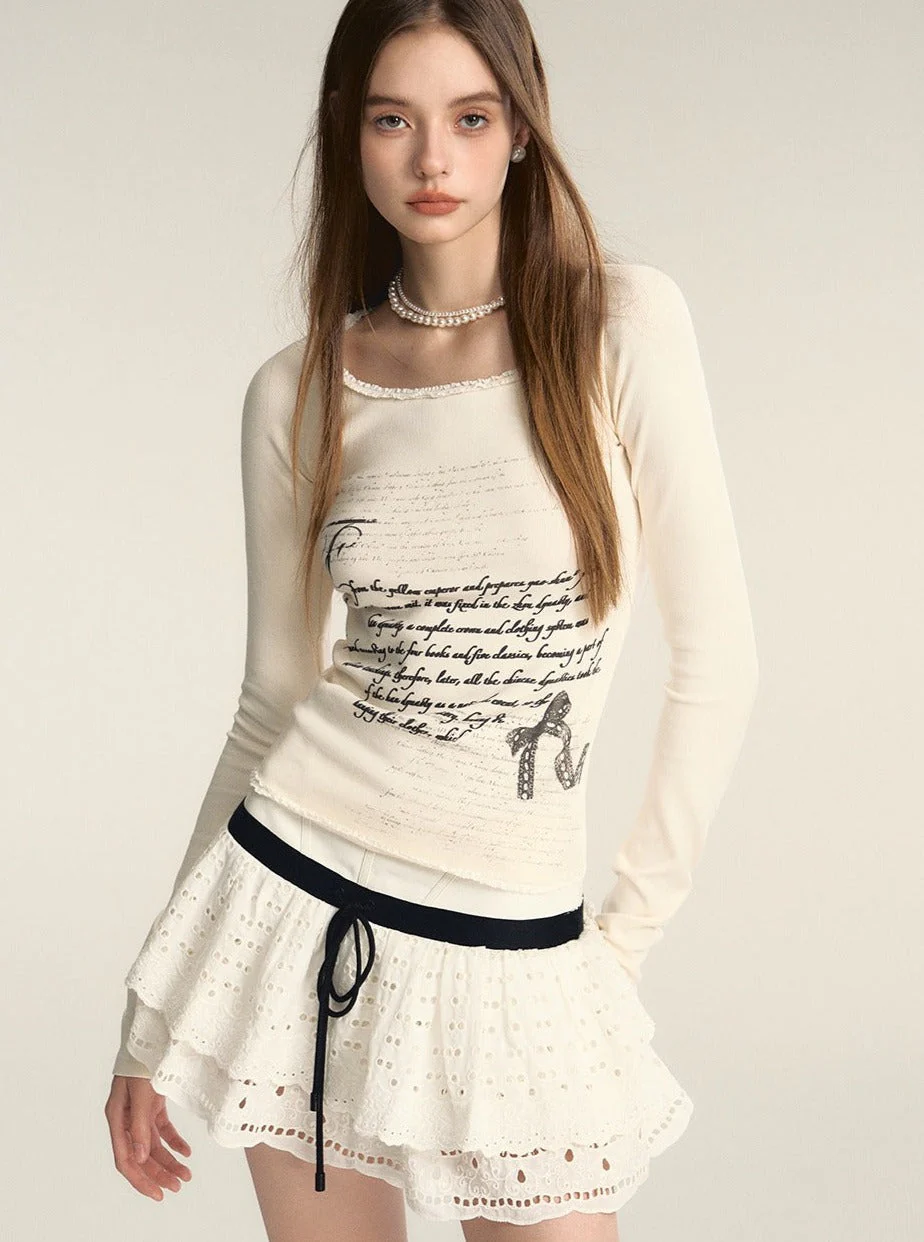 Print Square Neck Pure Desire Lace Base Top - Image 5