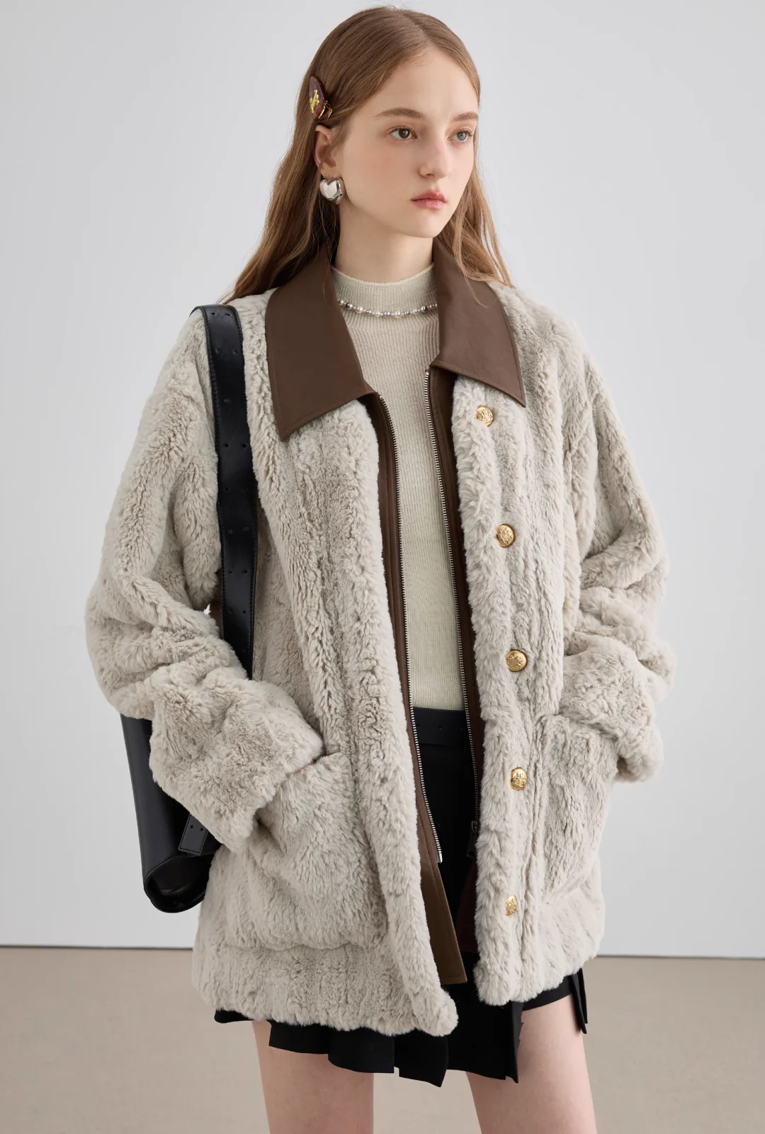 Bicolor Fur Coat - Image 7