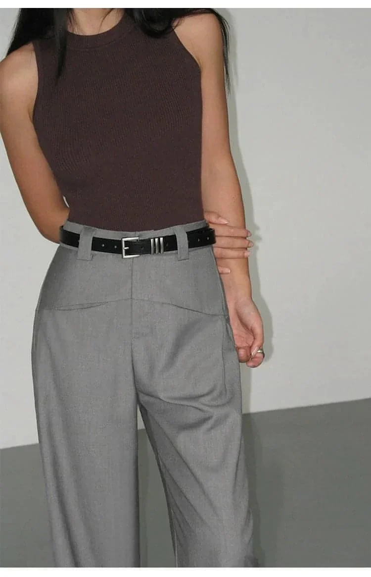 Black High-Waist Straight-Leg Suit Trousers - Image 10