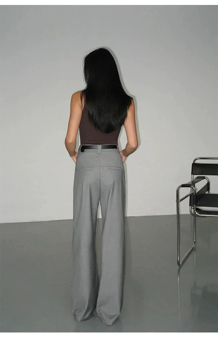 Black High-Waist Straight-Leg Suit Trousers - Image 11