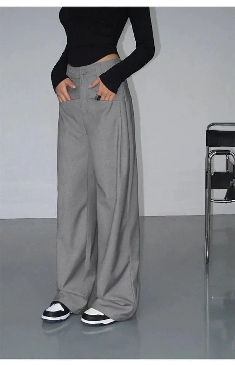 Black High-Waist Straight-Leg Suit Trousers - Image 13