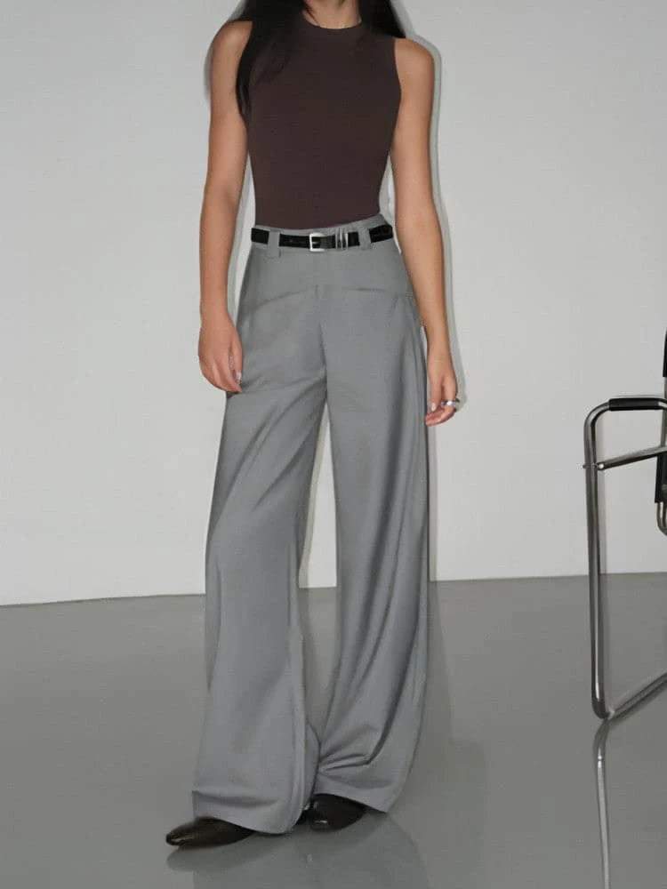 Black High-Waist Straight-Leg Suit Trousers - Image 21