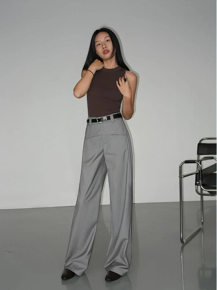 Black High-Waist Straight-Leg Suit Trousers - Image 22