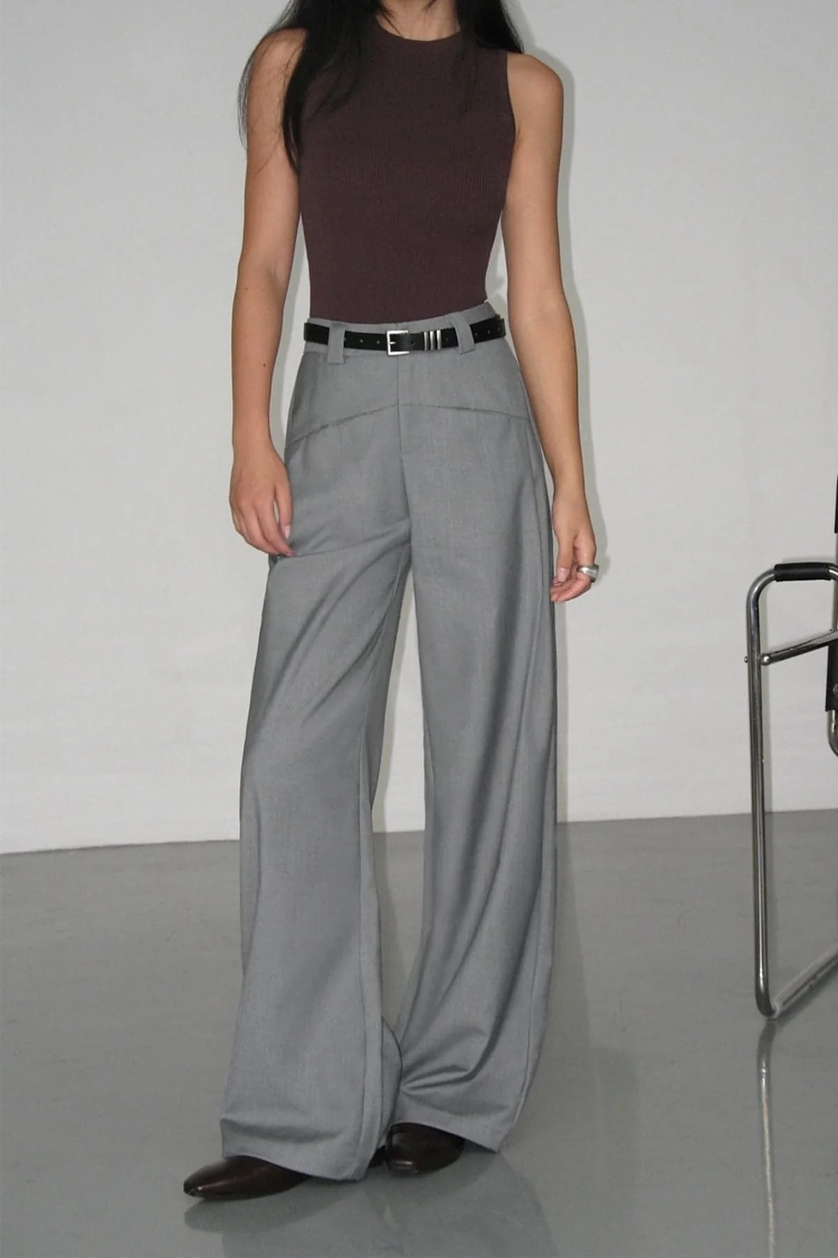 Black High-Waist Straight-Leg Suit Trousers - Image 6