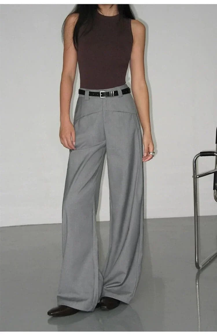 Black High-Waist Straight-Leg Suit Trousers - Image 7