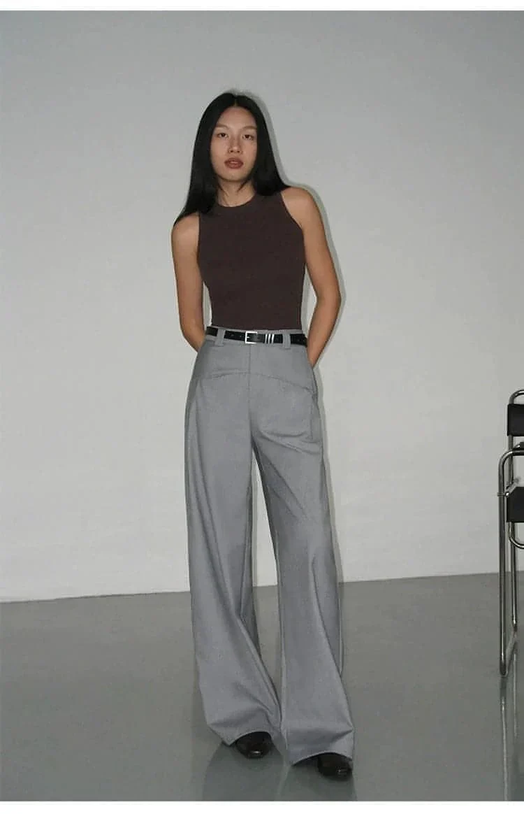 Black High-Waist Straight-Leg Suit Trousers - Image 8