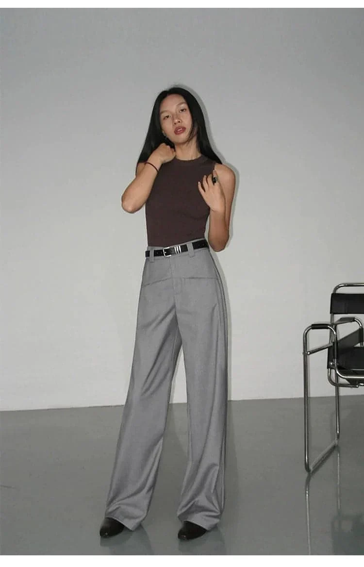 Black High-Waist Straight-Leg Suit Trousers - Image 9