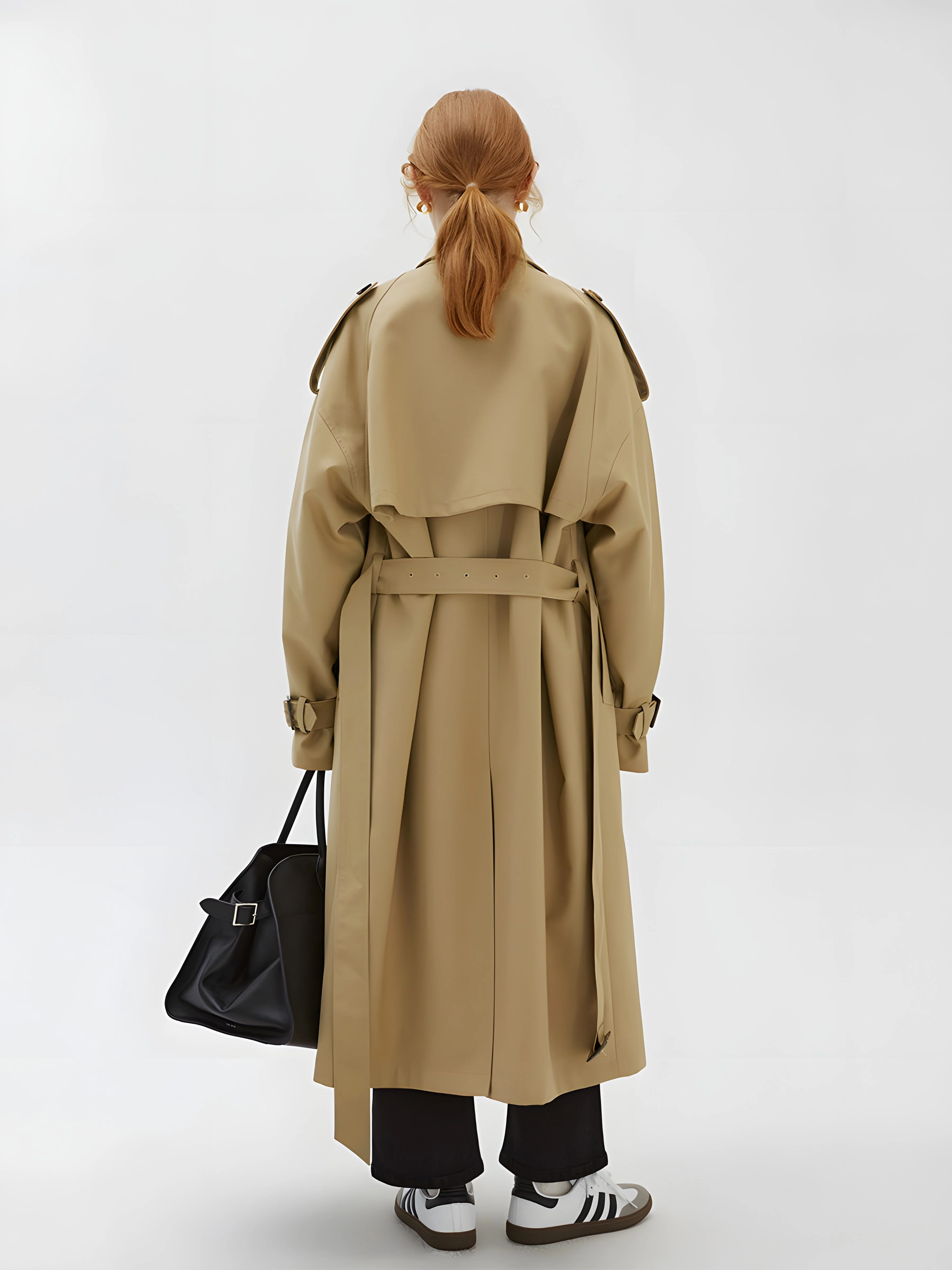 Khaki Double-Breasted Trench Coat - Image 12