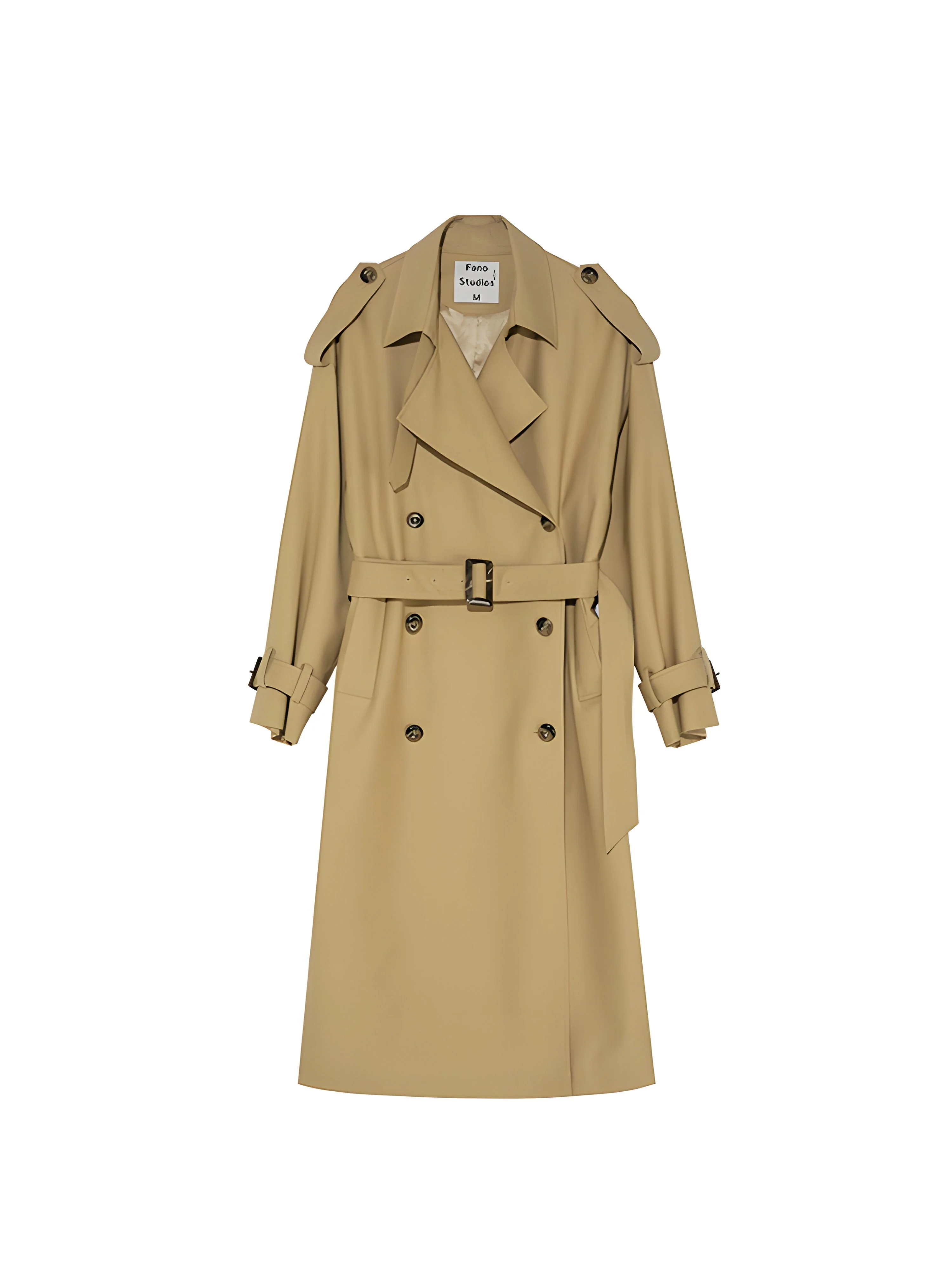 Khaki Double-Breasted Trench Coat - Image 2