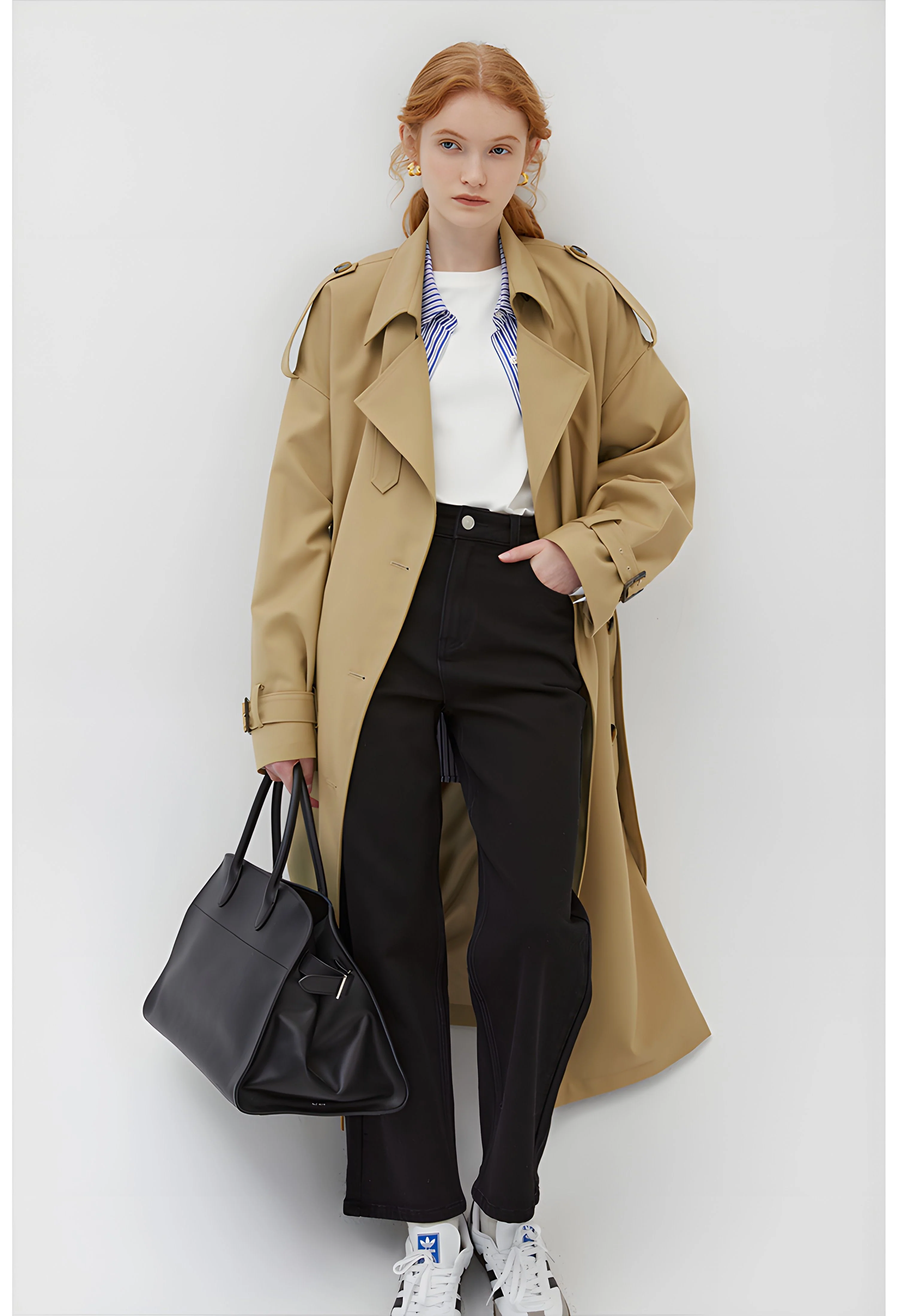 Khaki Double-Breasted Trench Coat - Image 3