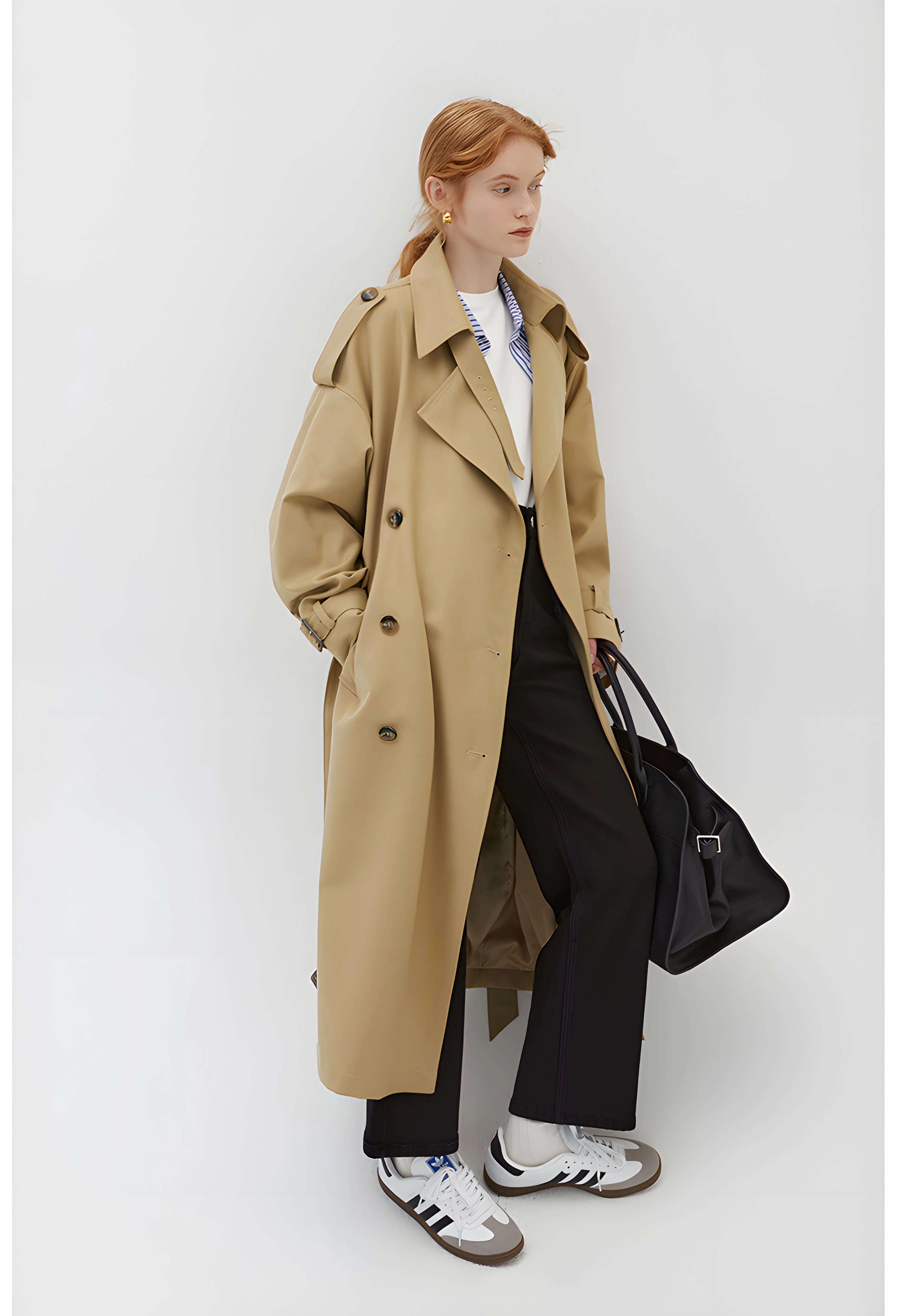 Khaki Double-Breasted Trench Coat - Image 5