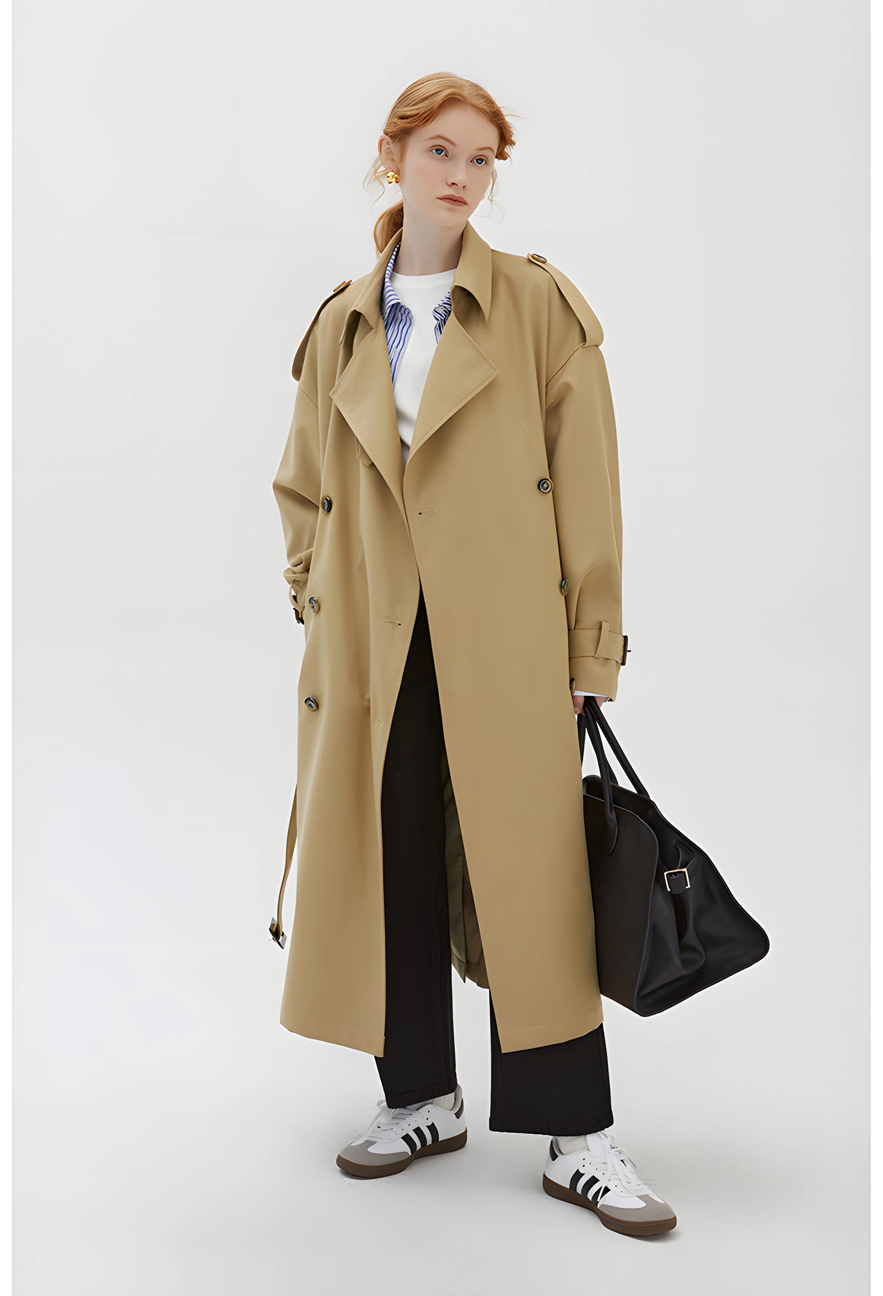 Khaki Double-Breasted Trench Coat - Image 7