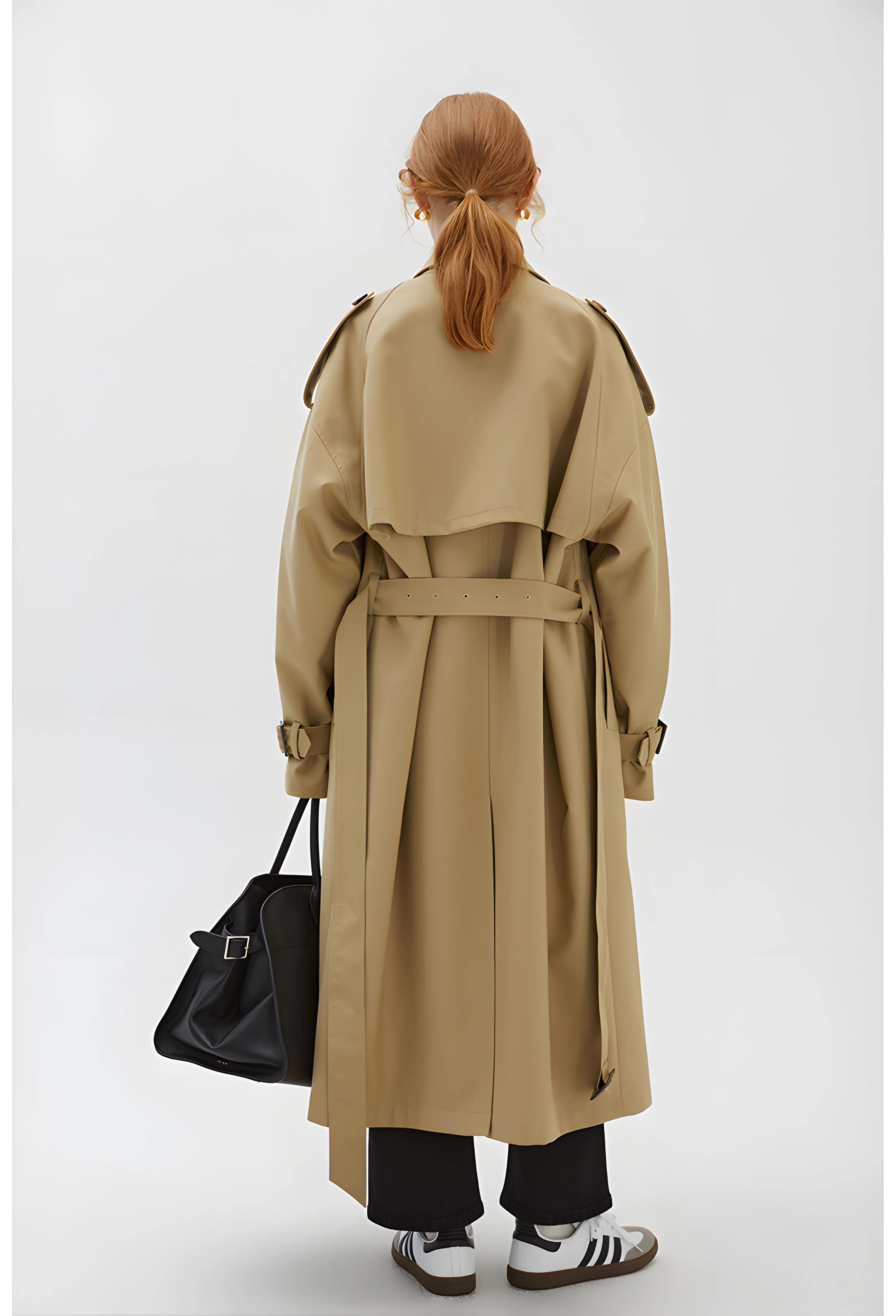 Khaki Double-Breasted Trench Coat - Image 8