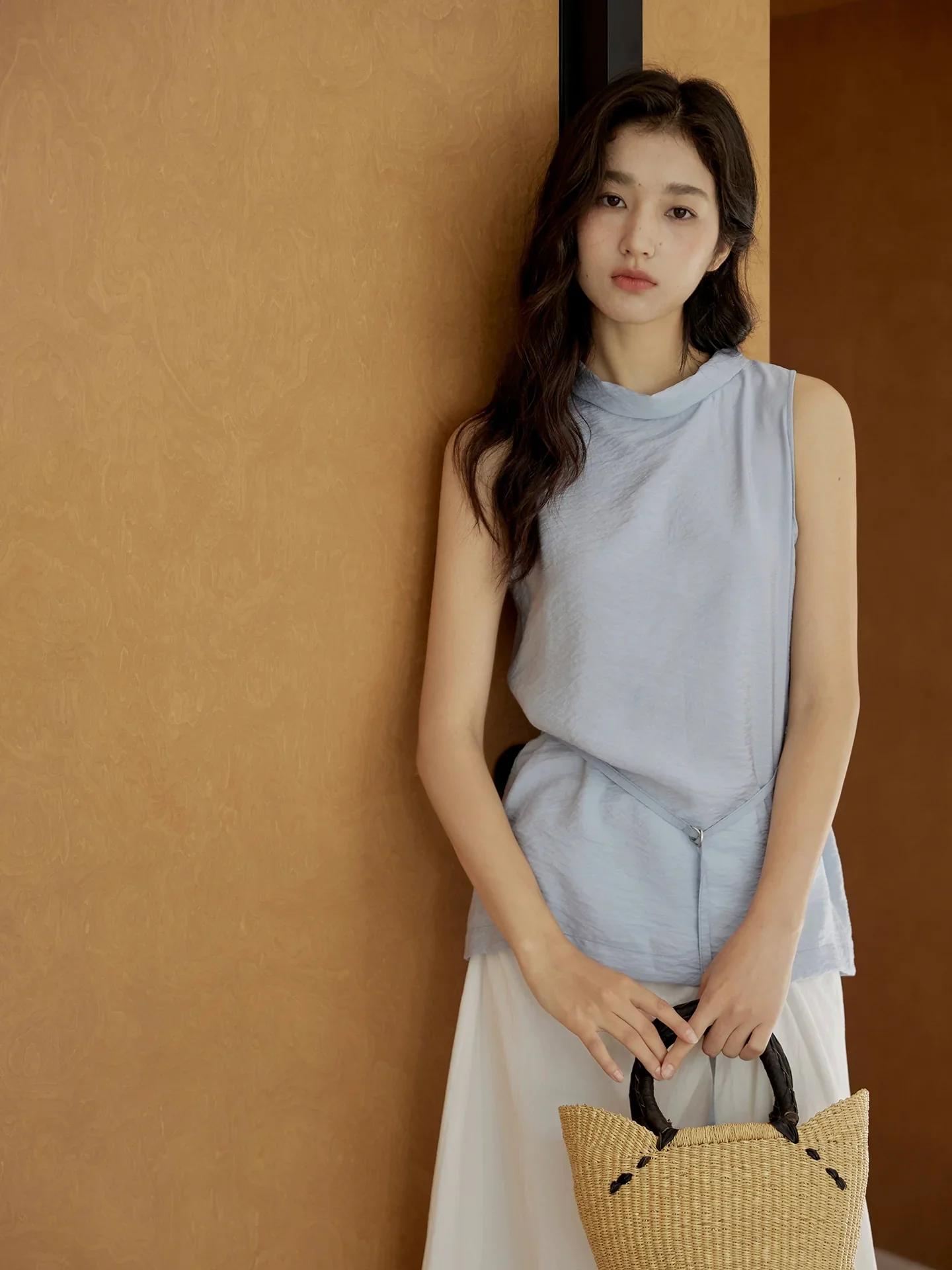 Sleeveless Light Pink Belted Top - Image 12
