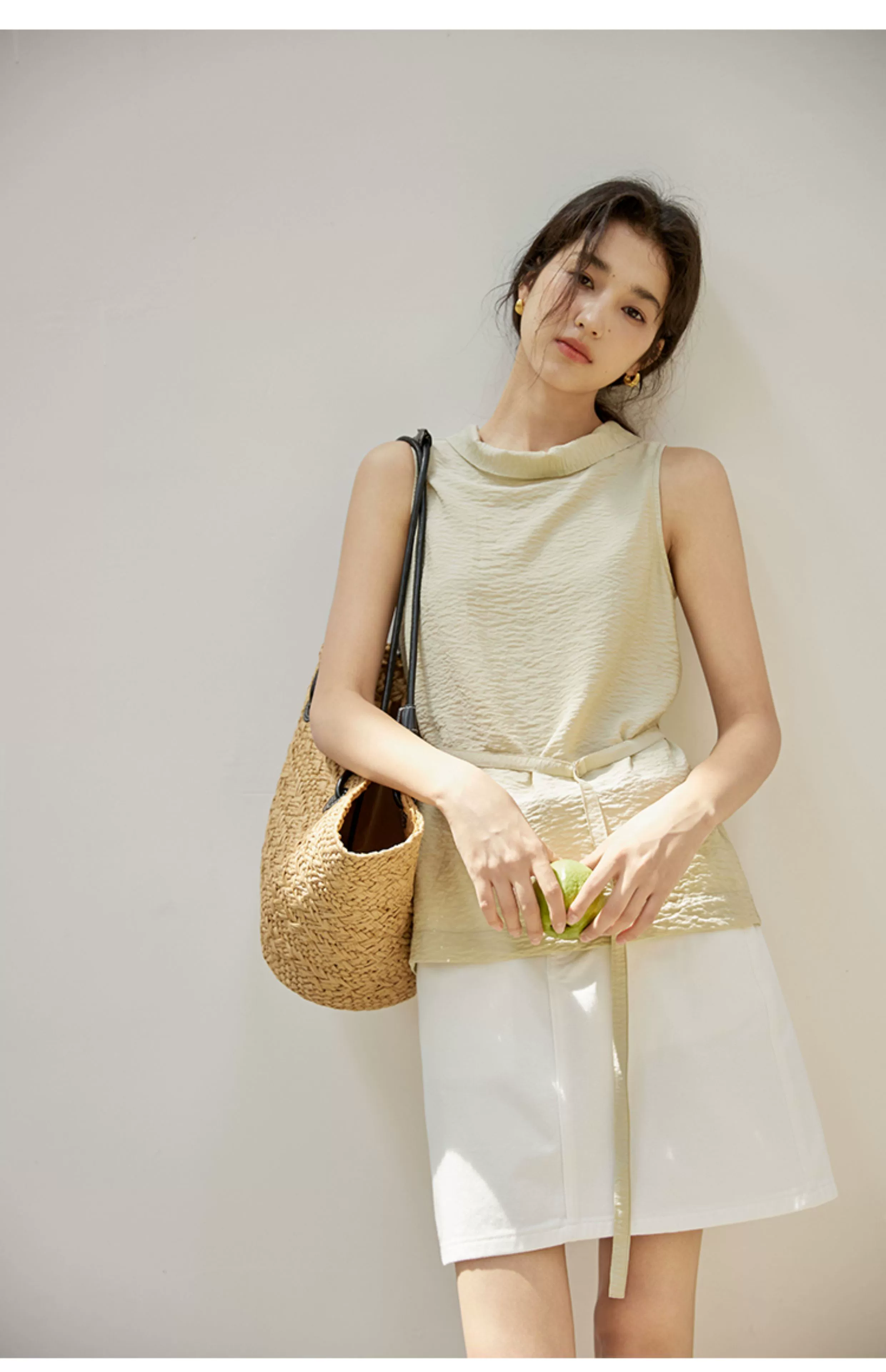 Sleeveless Light Pink Belted Top - Image 13
