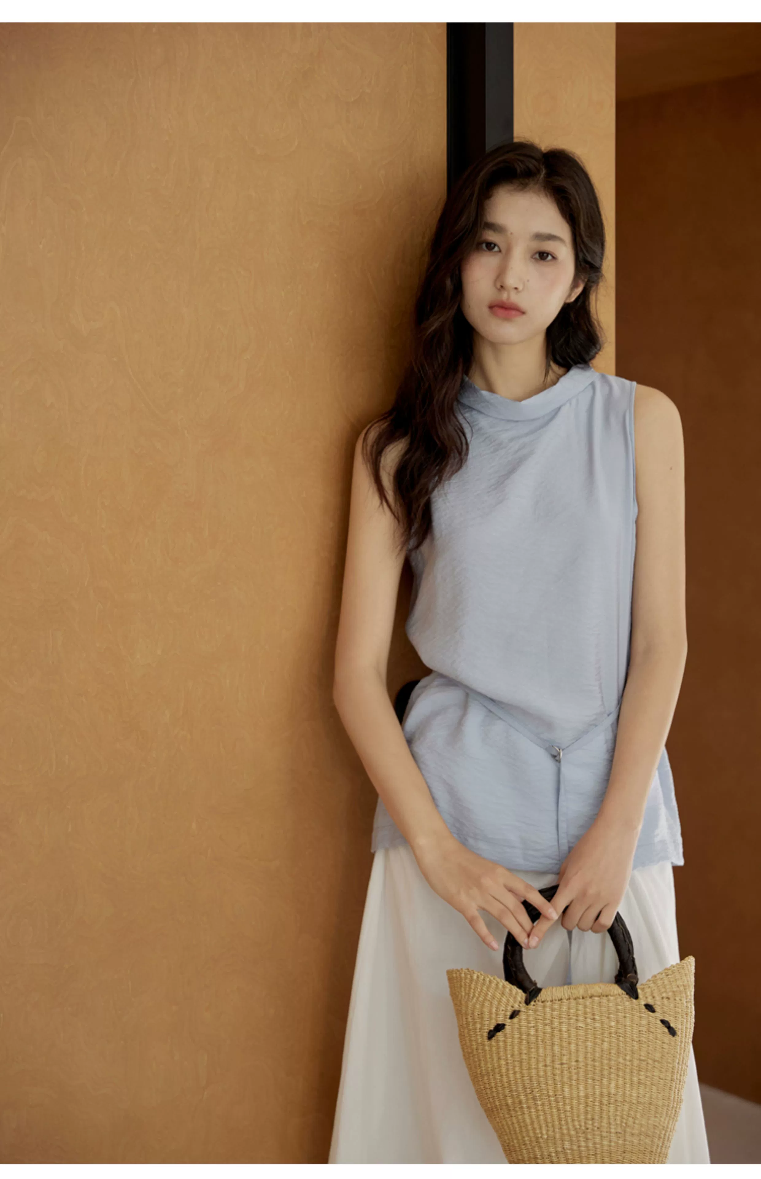 Sleeveless Light Pink Belted Top - Image 14