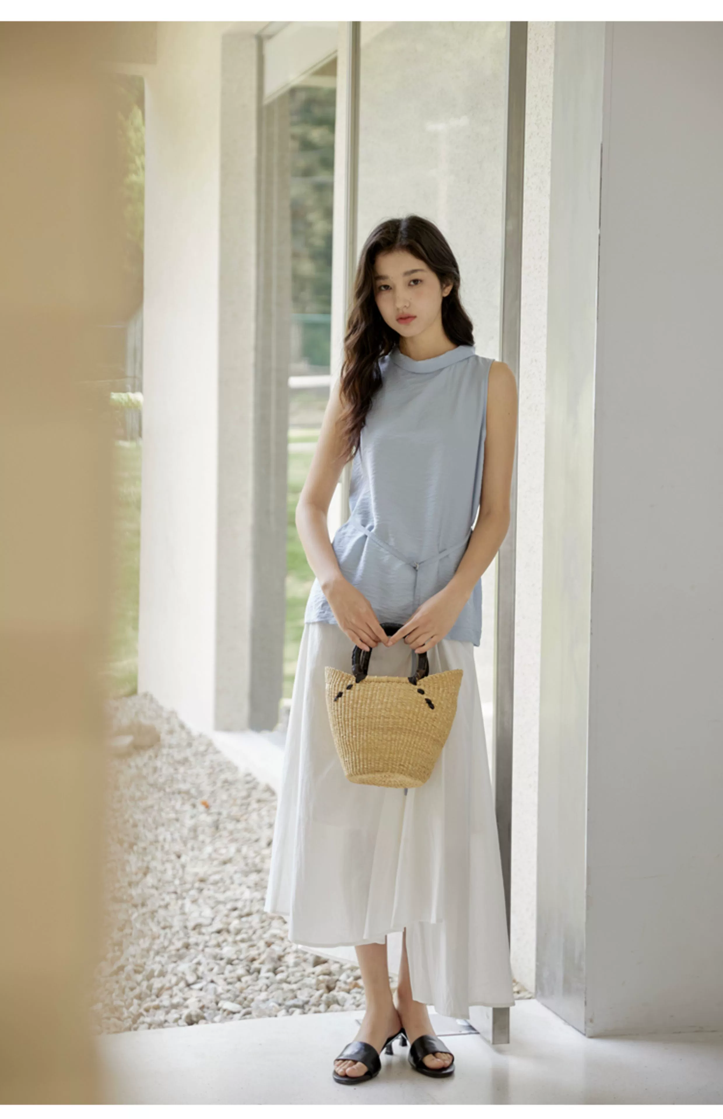 Sleeveless Light Pink Belted Top - Image 18