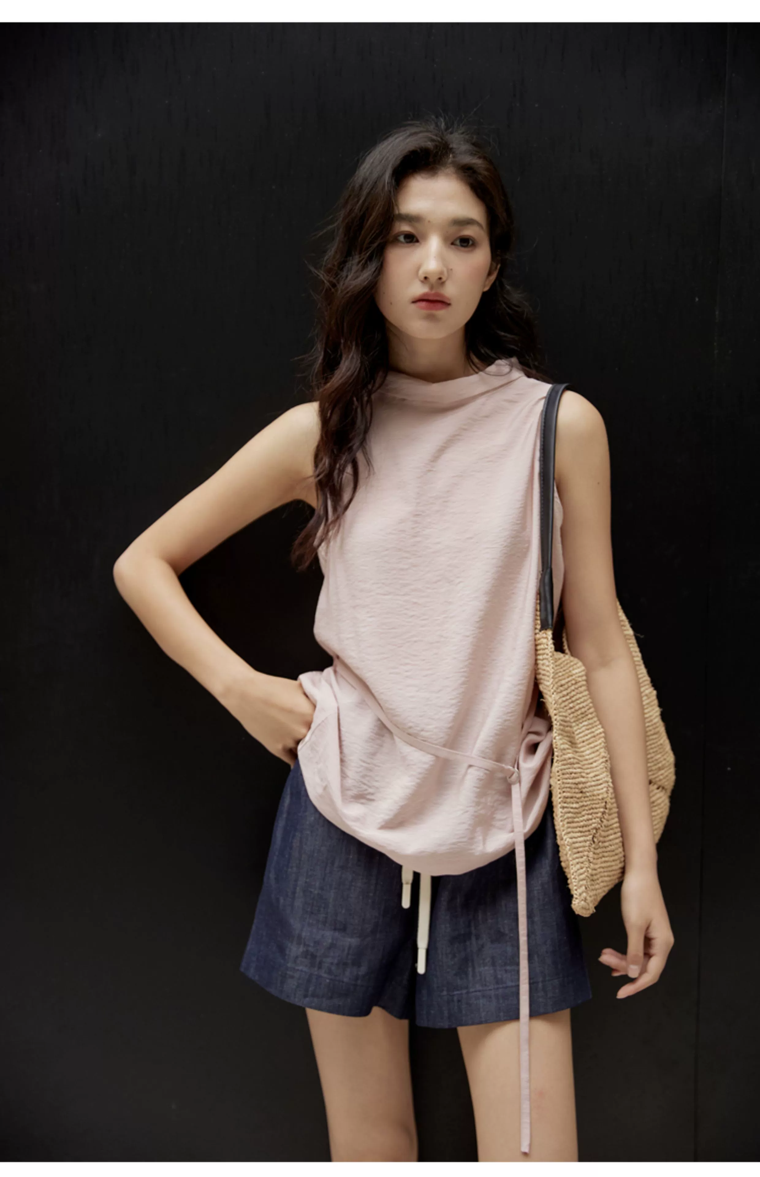 Sleeveless Light Pink Belted Top - Image 21