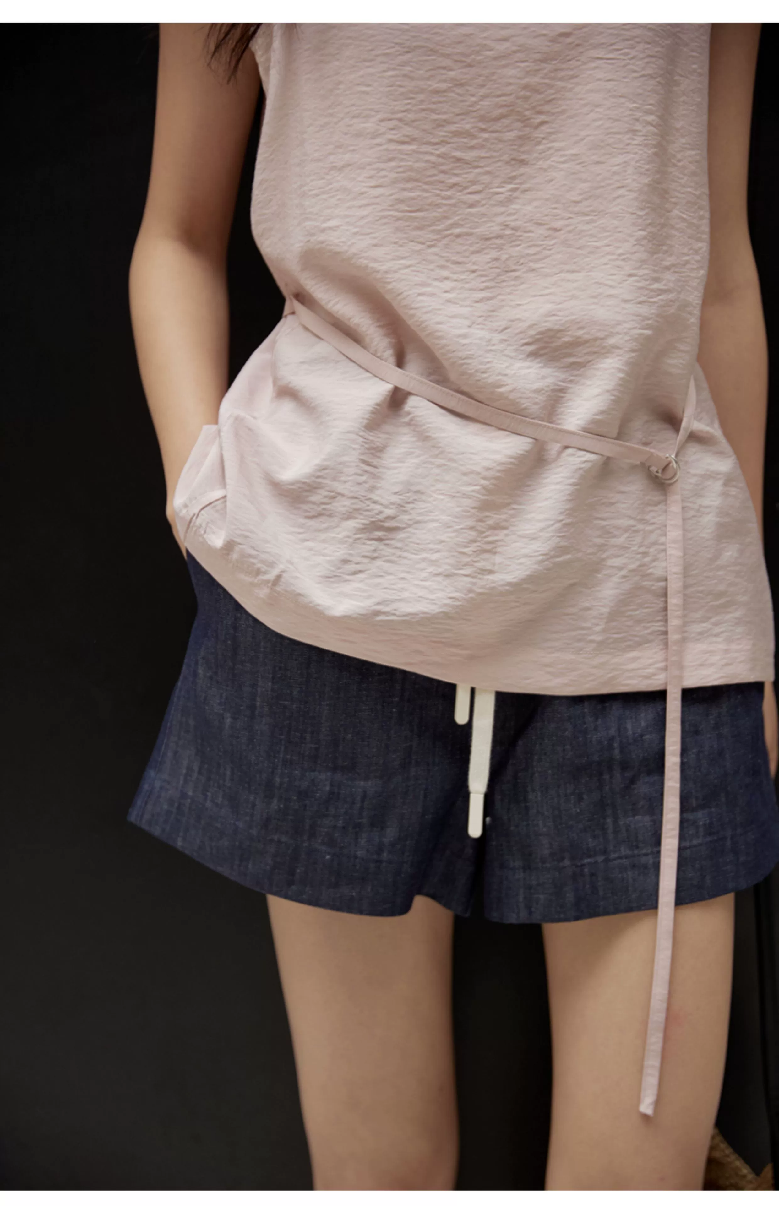 Sleeveless Light Pink Belted Top - Image 22