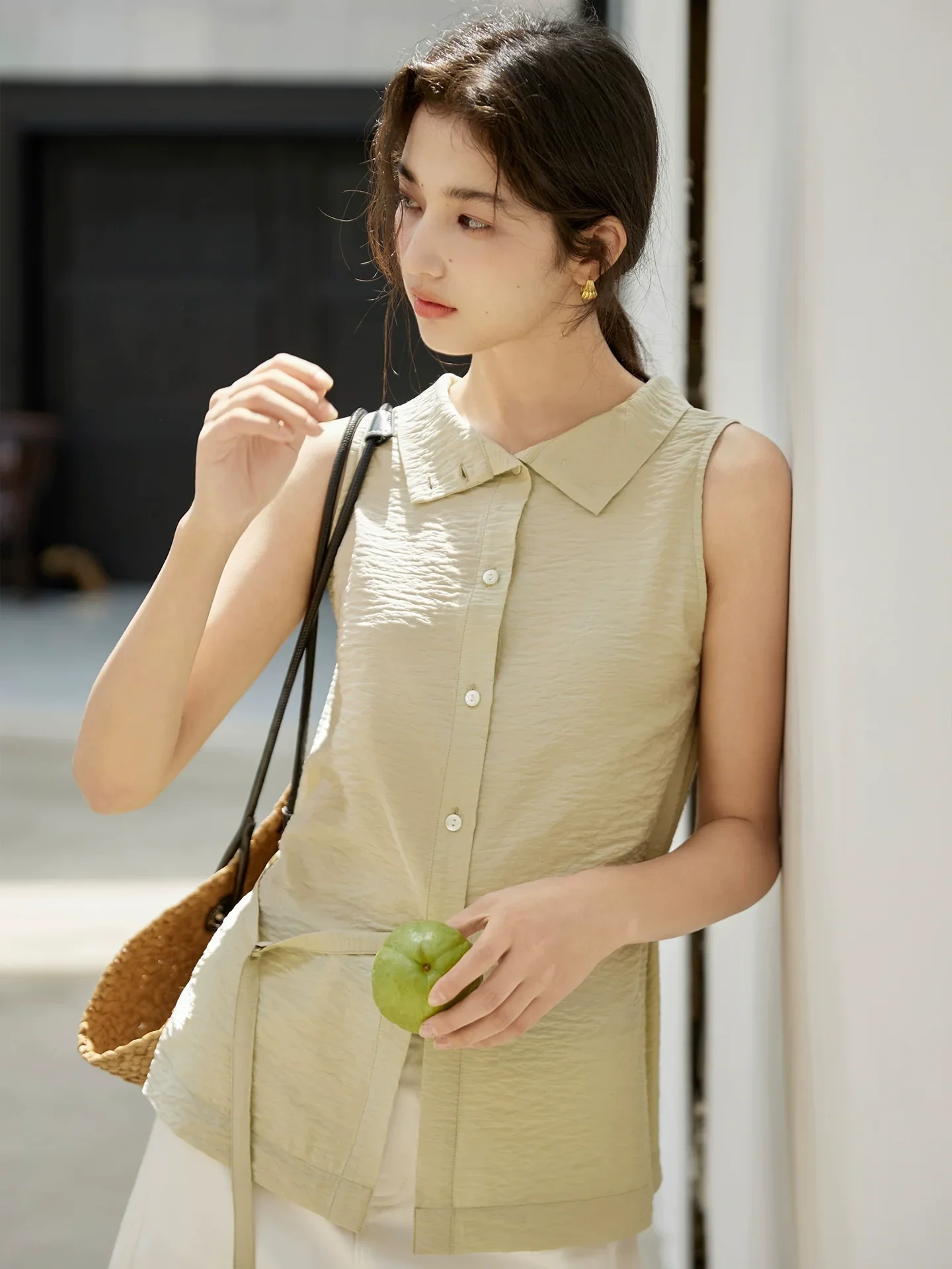 Sleeveless Light Pink Belted Top - Image 23