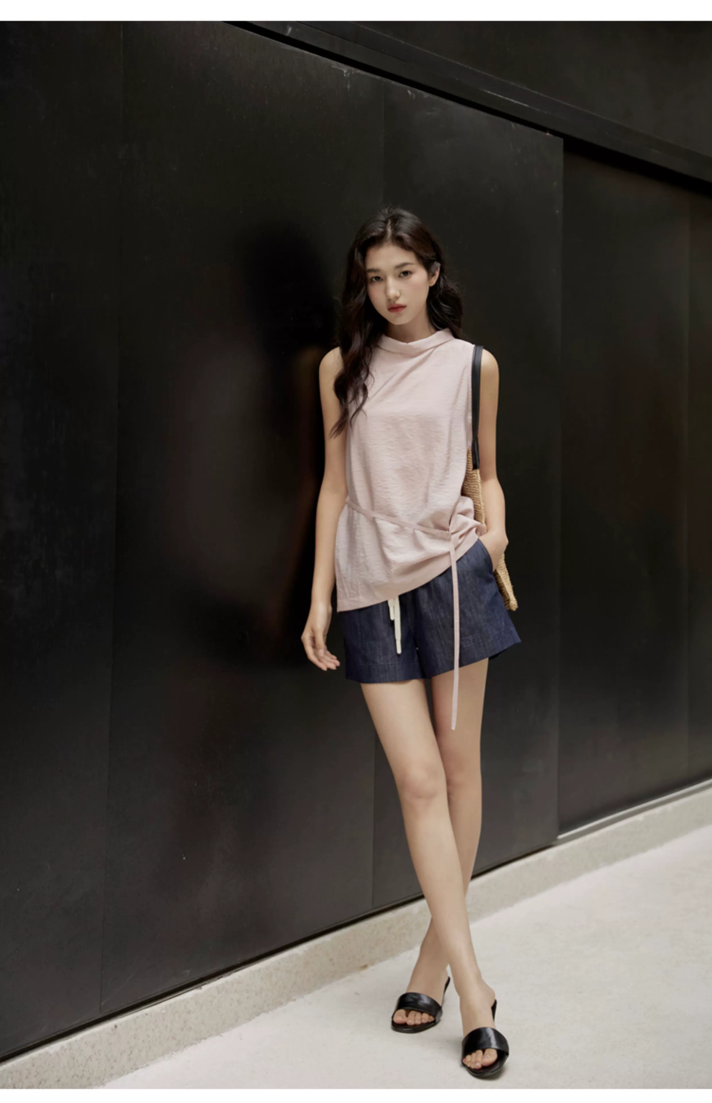 Sleeveless Light Pink Belted Top - Image 24