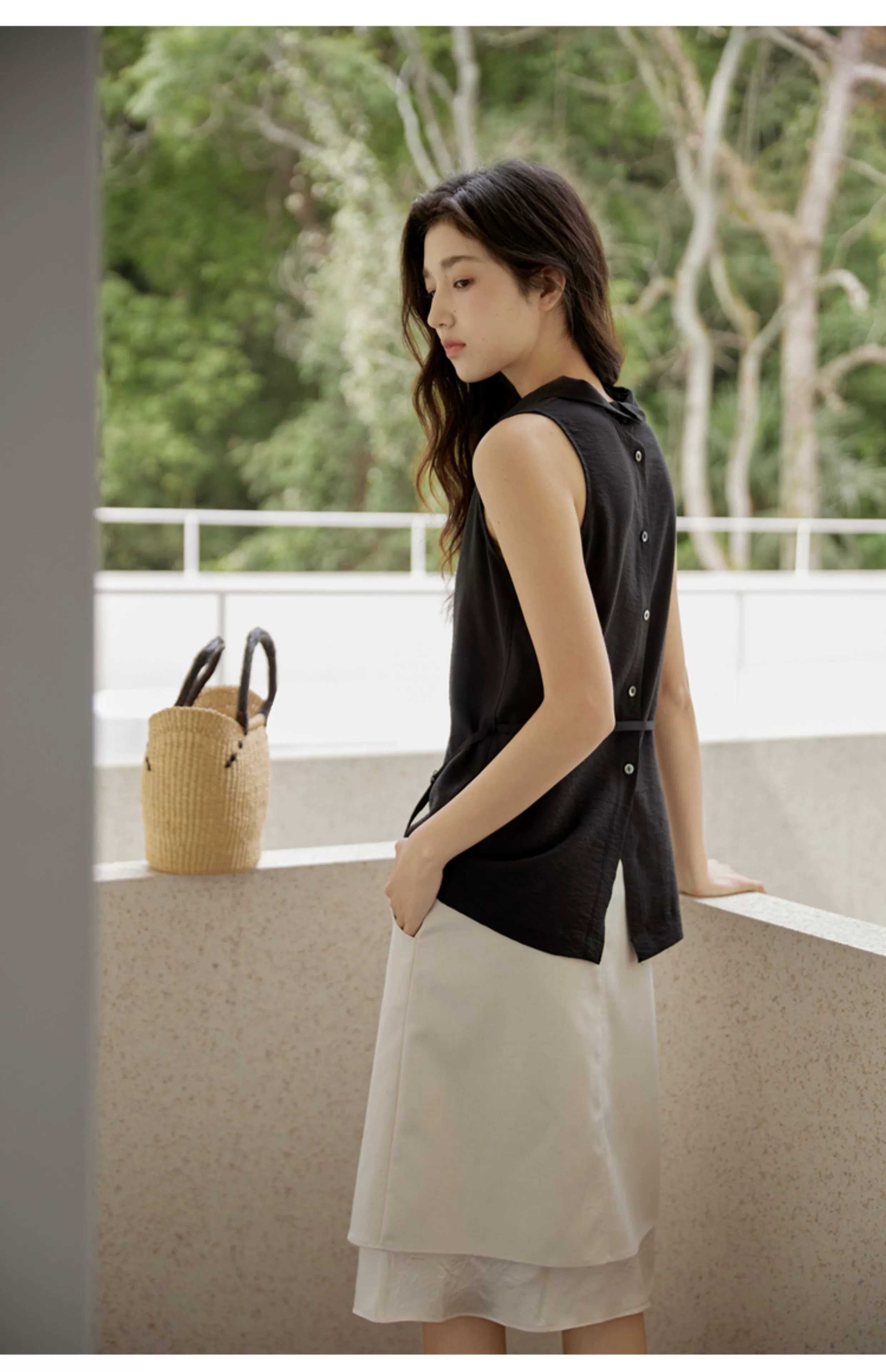 Sleeveless Light Pink Belted Top - Image 29
