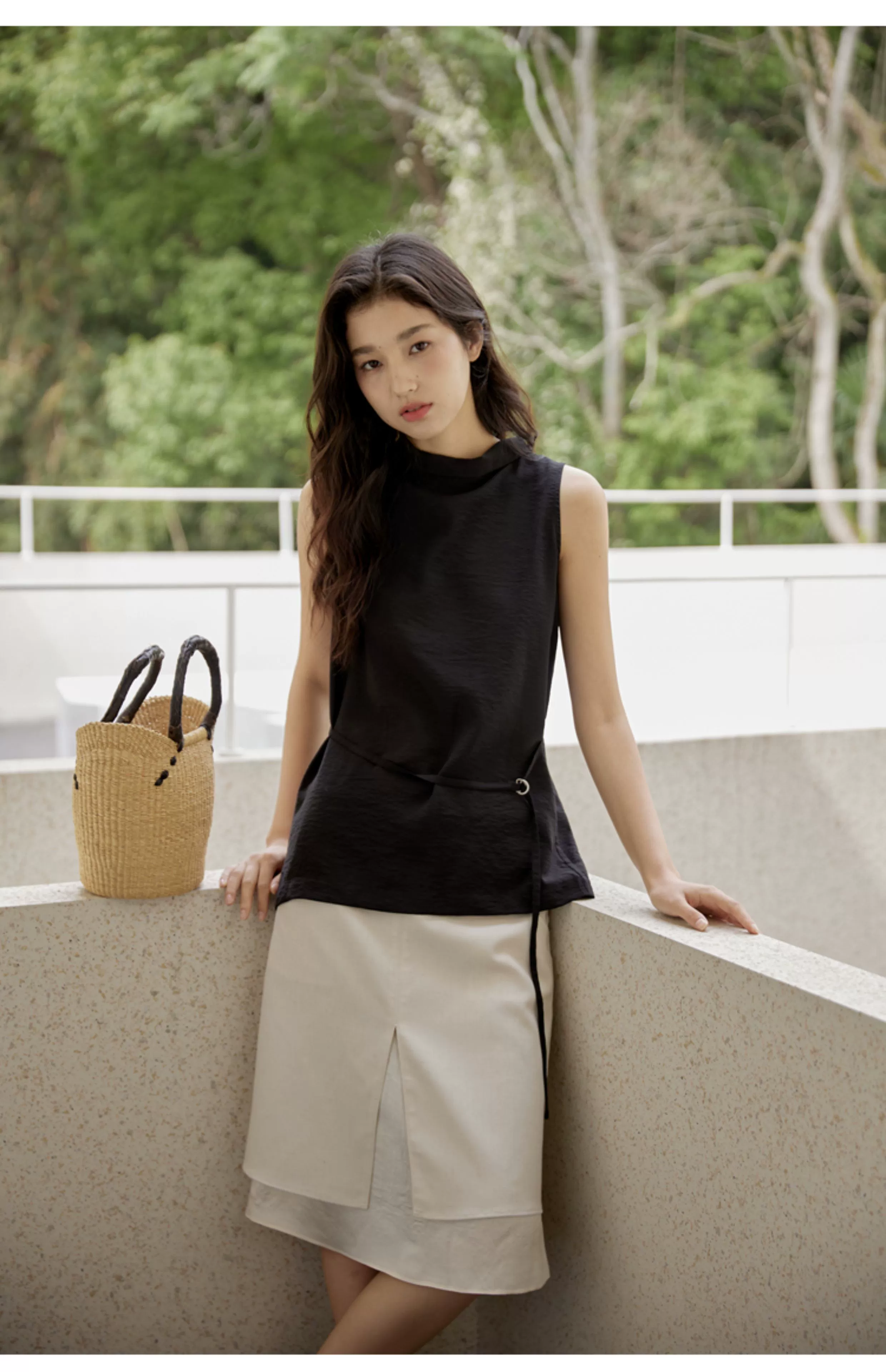 Sleeveless Light Pink Belted Top - Image 30