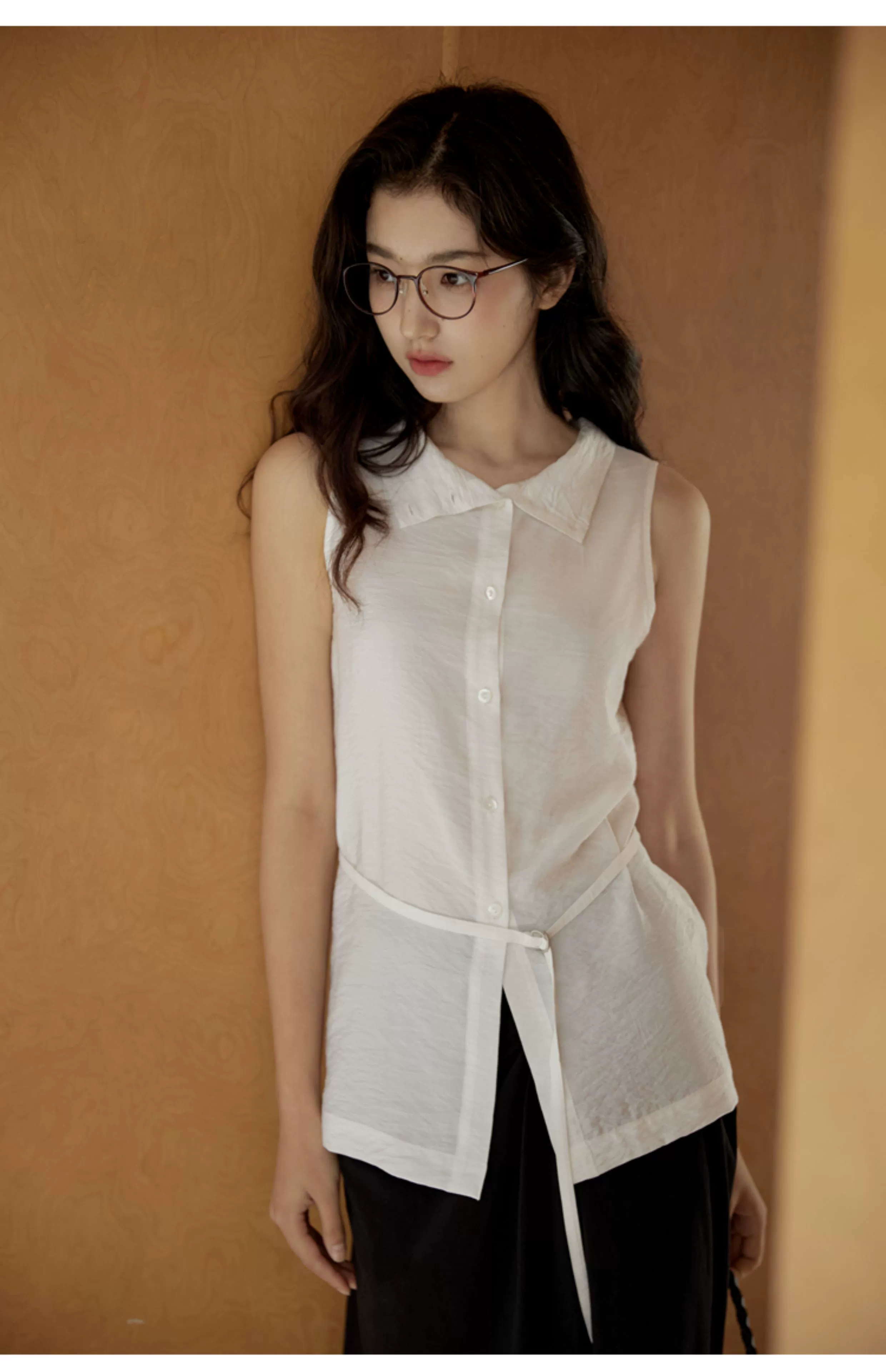 Sleeveless Light Pink Belted Top - Image 4