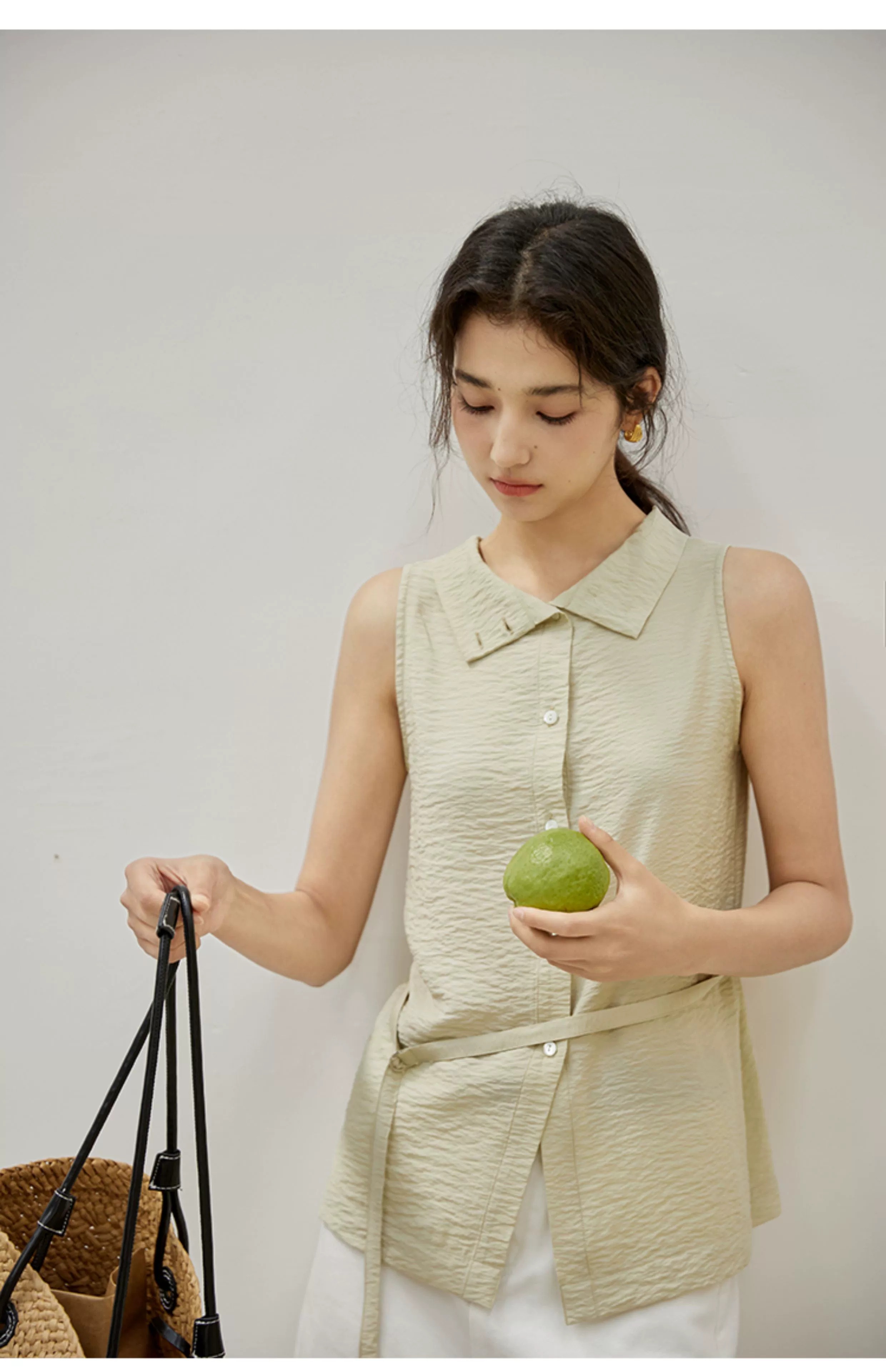 Sleeveless Light Pink Belted Top - Image 6